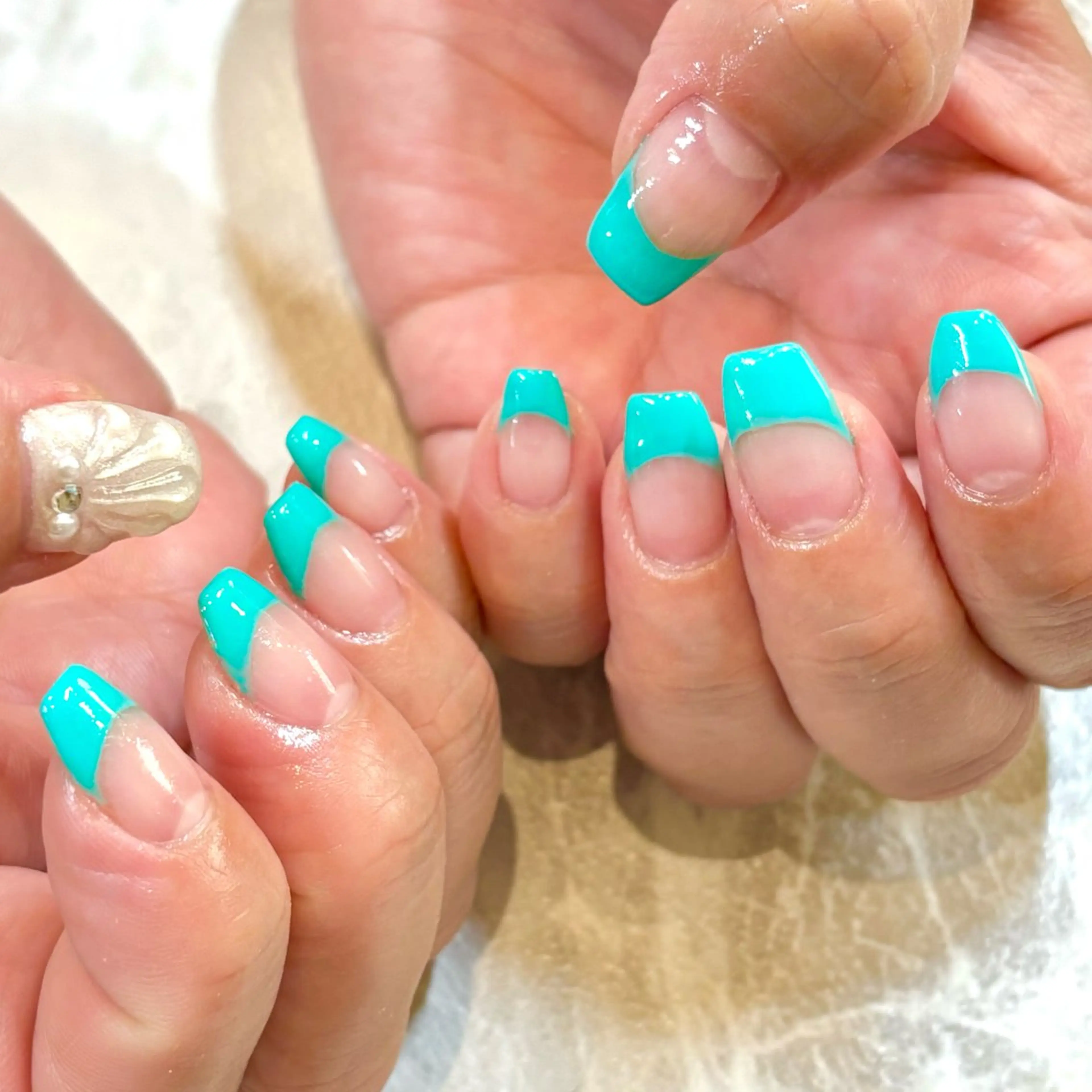 ネイル フレンチネイル グリーン SEPT NAIL こばやしのネイルデザイン