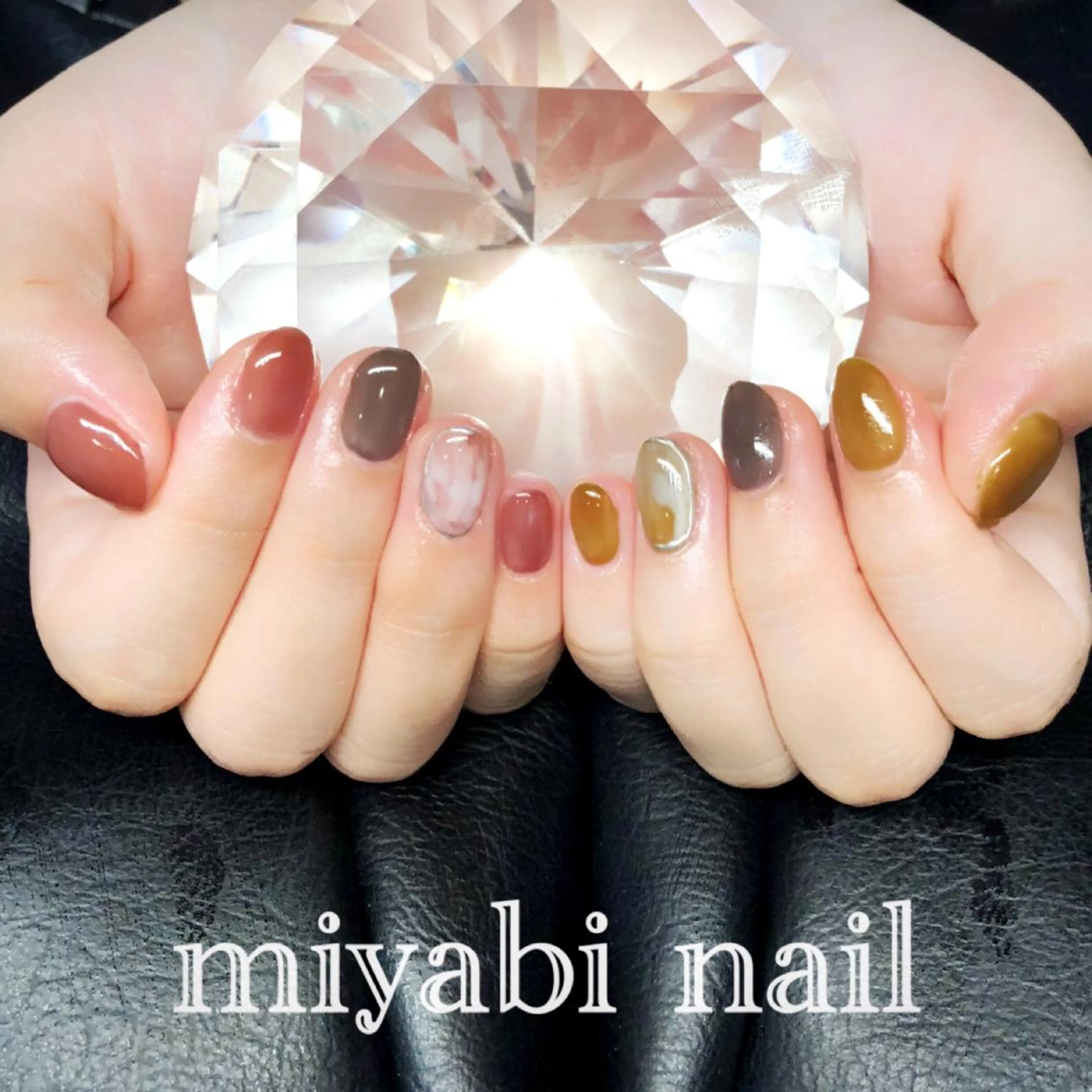ネイル アートネイル 持ち込み ニュアンスネイル ハンドネイル miyabi nail 桂川駅近くのネイルデザイン
