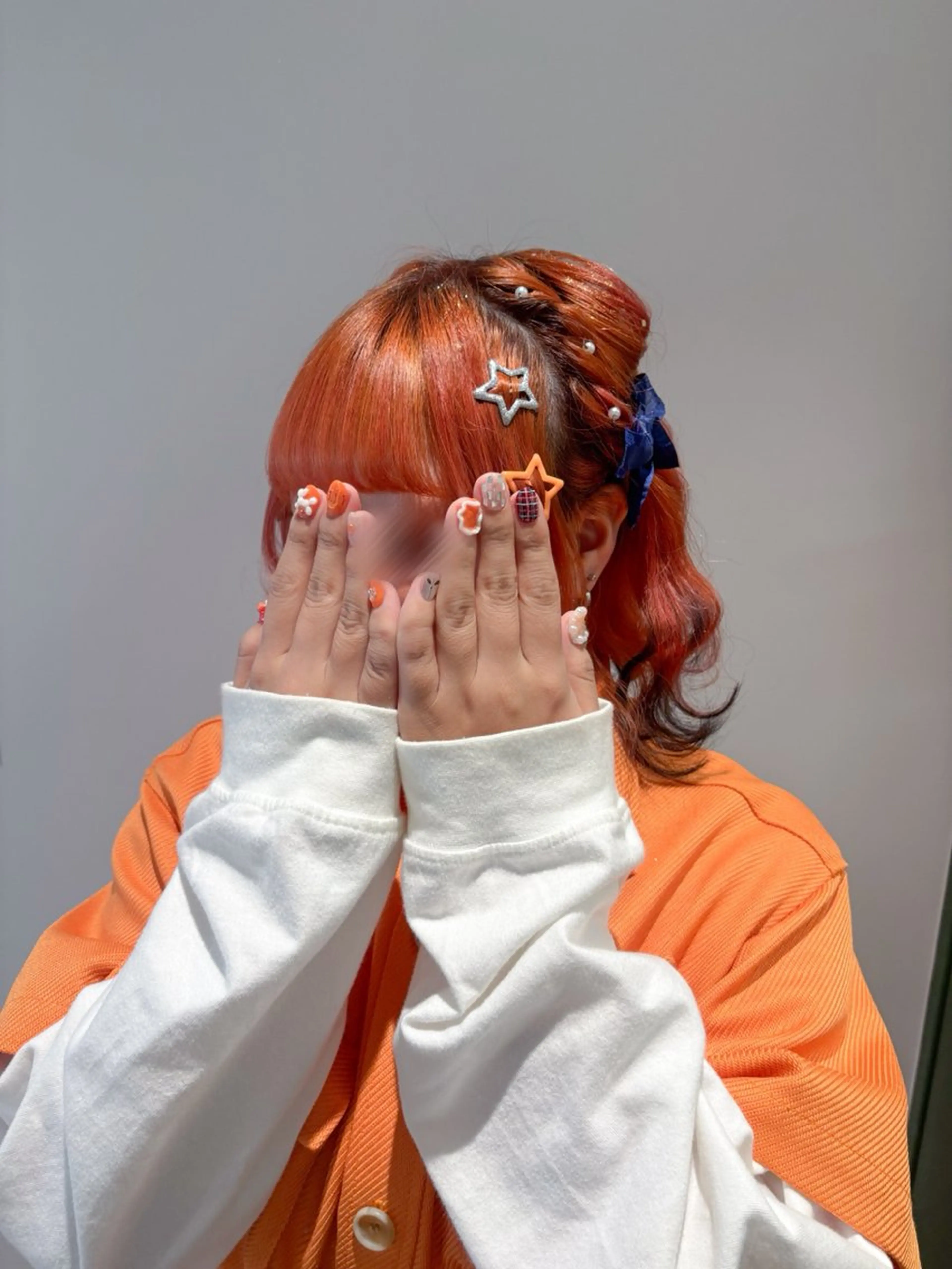 カラー ヘアアレンジ ネイビーカラー オレンジ ヘアセット 河原 彩心【葛西/西葛西】のヘアスタイル