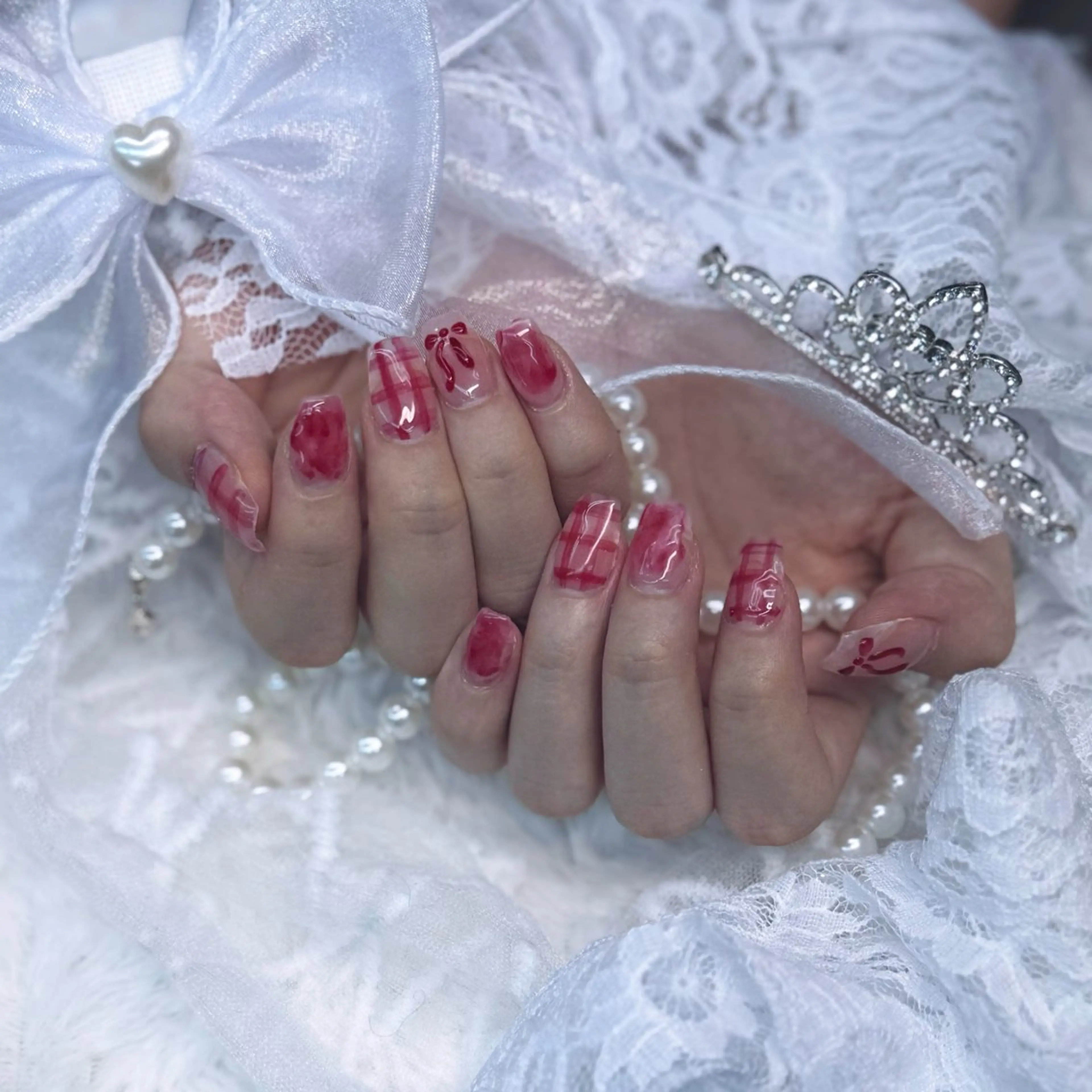 ネイル 持ち込み リボン ハンドネイル nailsalonANNA所属・濱田 杏奈のネイルデザイン