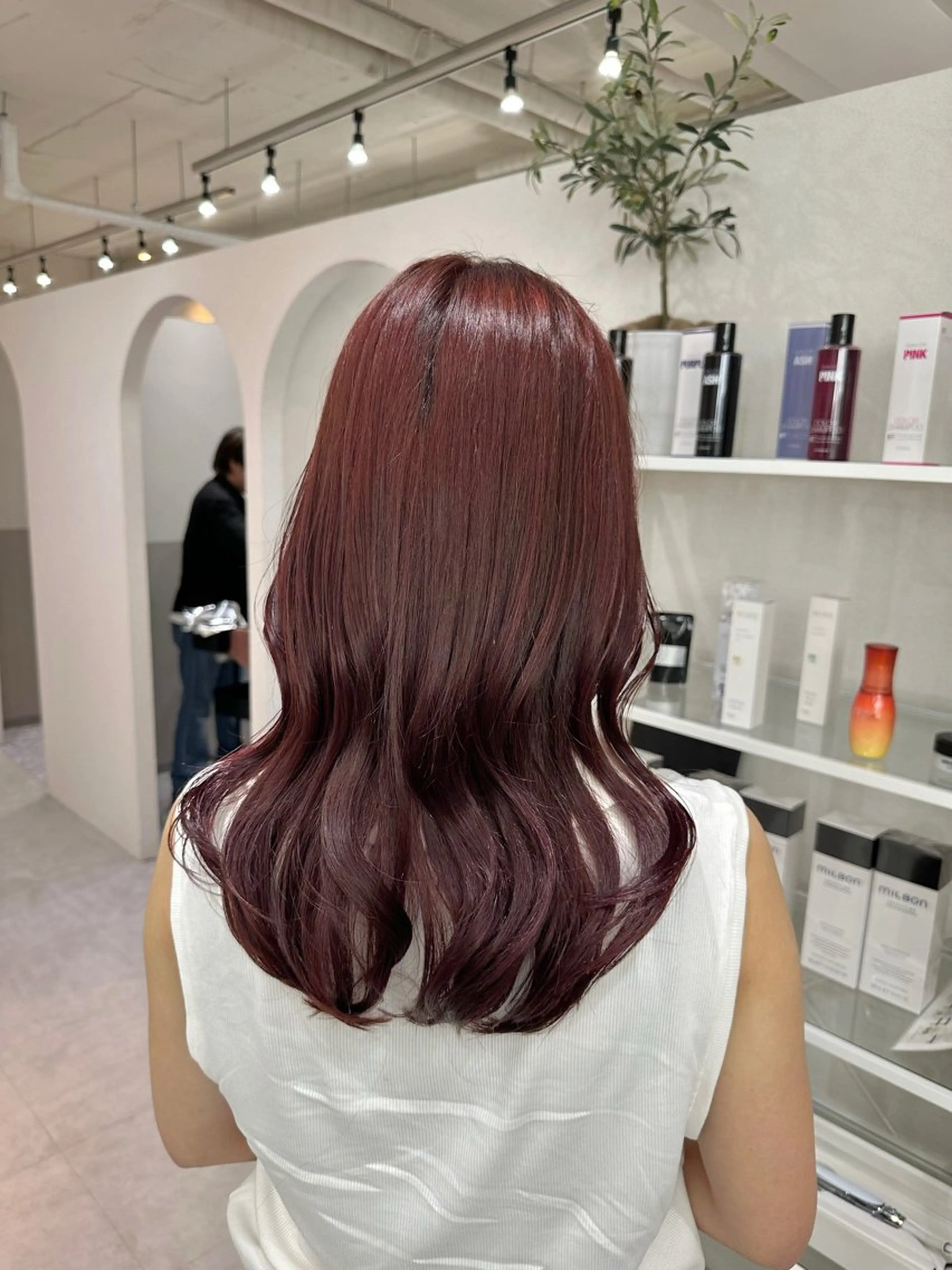 ミディアム ヘアカラー 韓国レイヤー透明感 カラーヨウスケのヘアスタイル