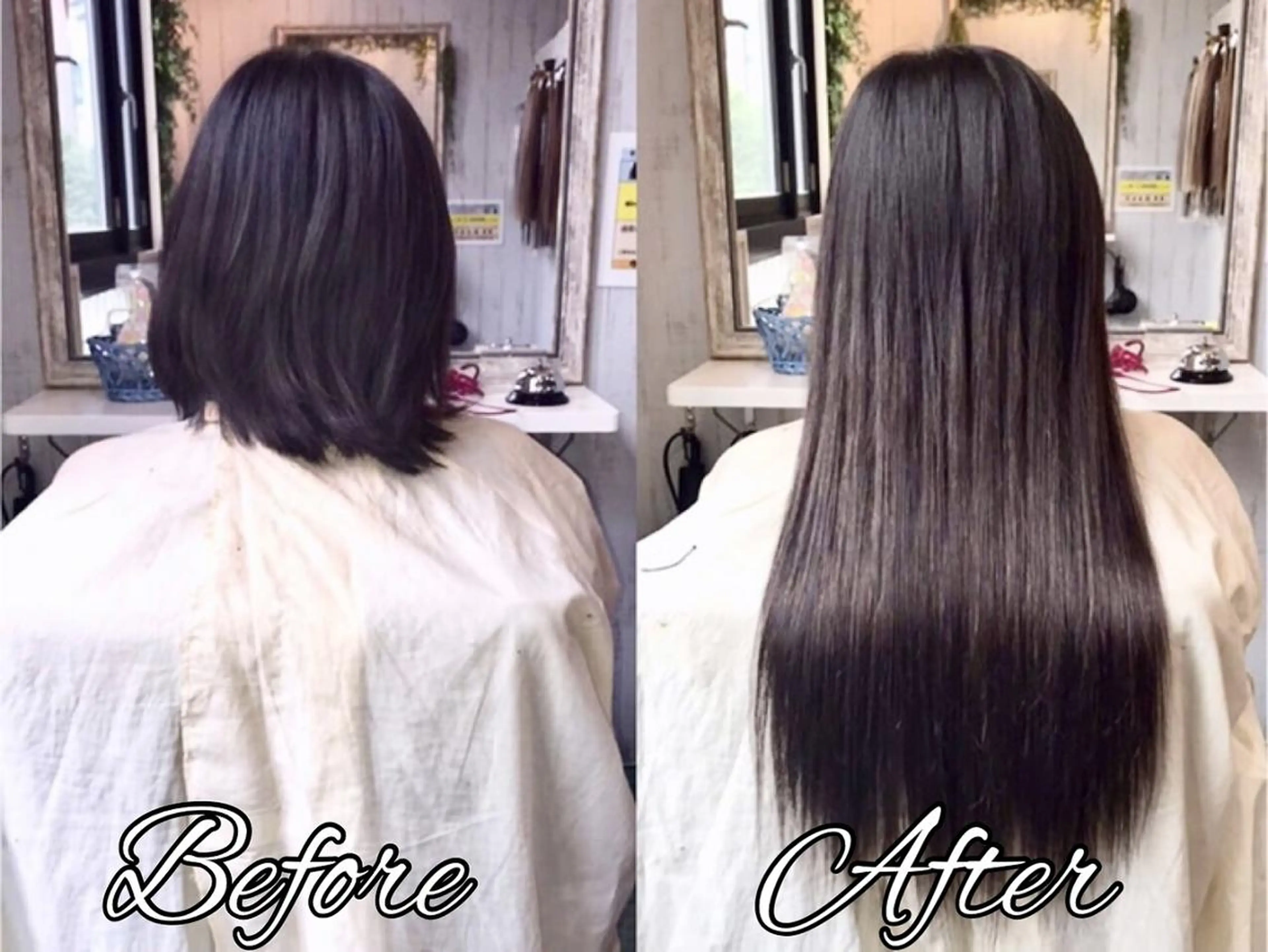 ロング カラー 大阪レミーエクステ チビ編み込みのヘアスタイル