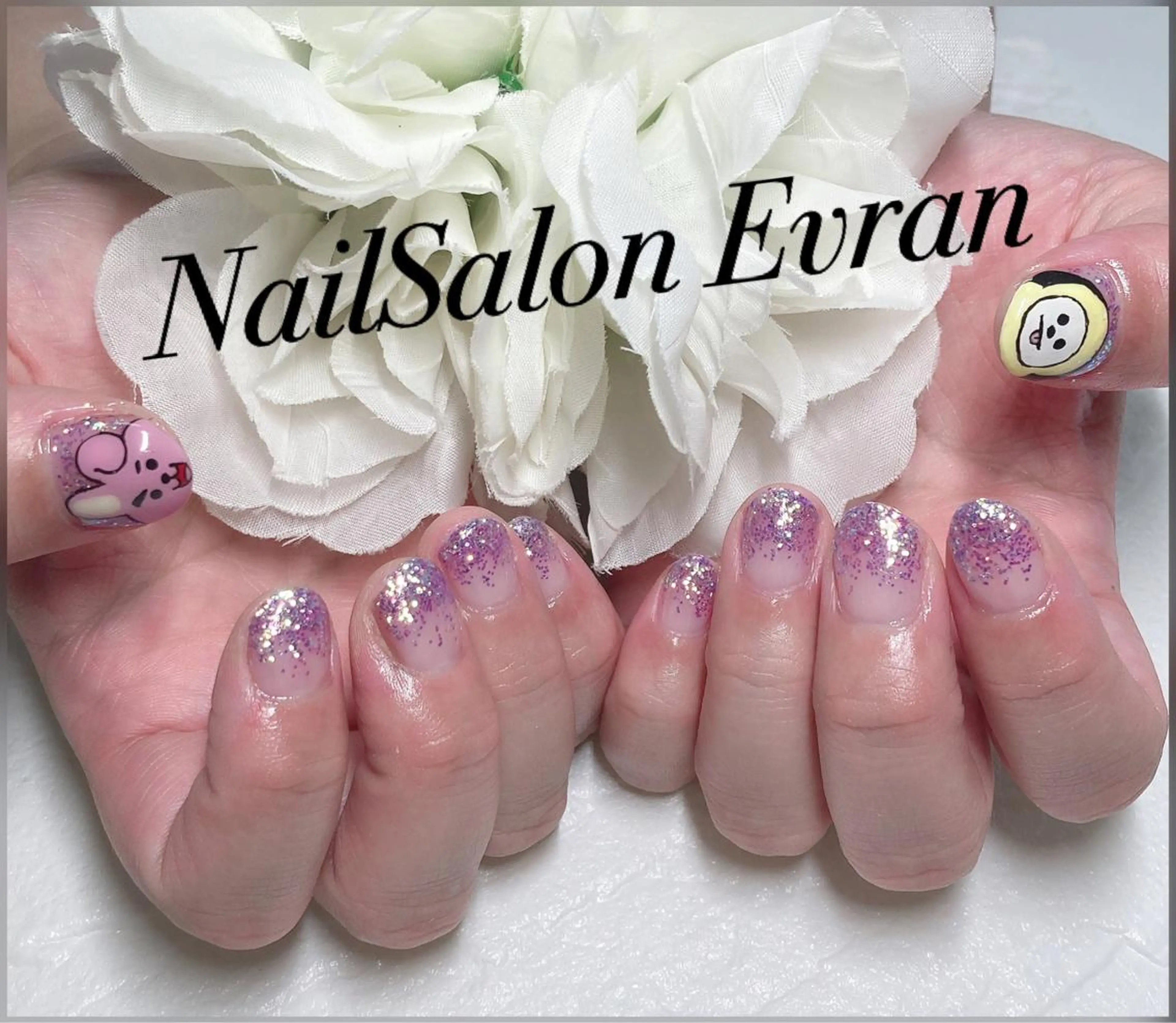 ネイル グラデーション ラメ(グリッター) ラメグラデーション パープル ハンドネイル Nail salon Evranのネイルデザイン