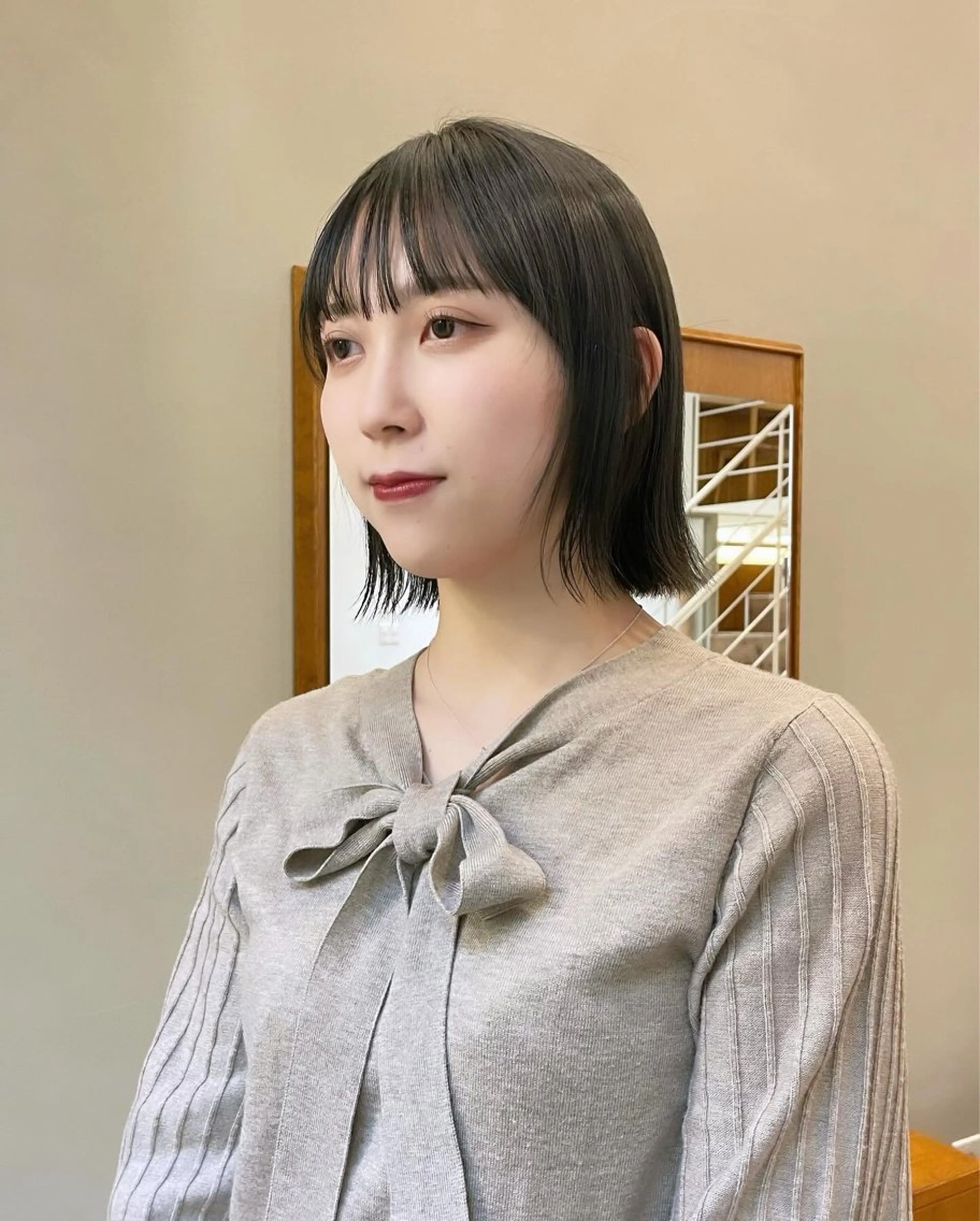 ミディアム 切りっぱなしボブ ボブ 韓国風ヘア tete nico所属・似合わせ/ヘアカラー nanami🌸のヘアスタイル