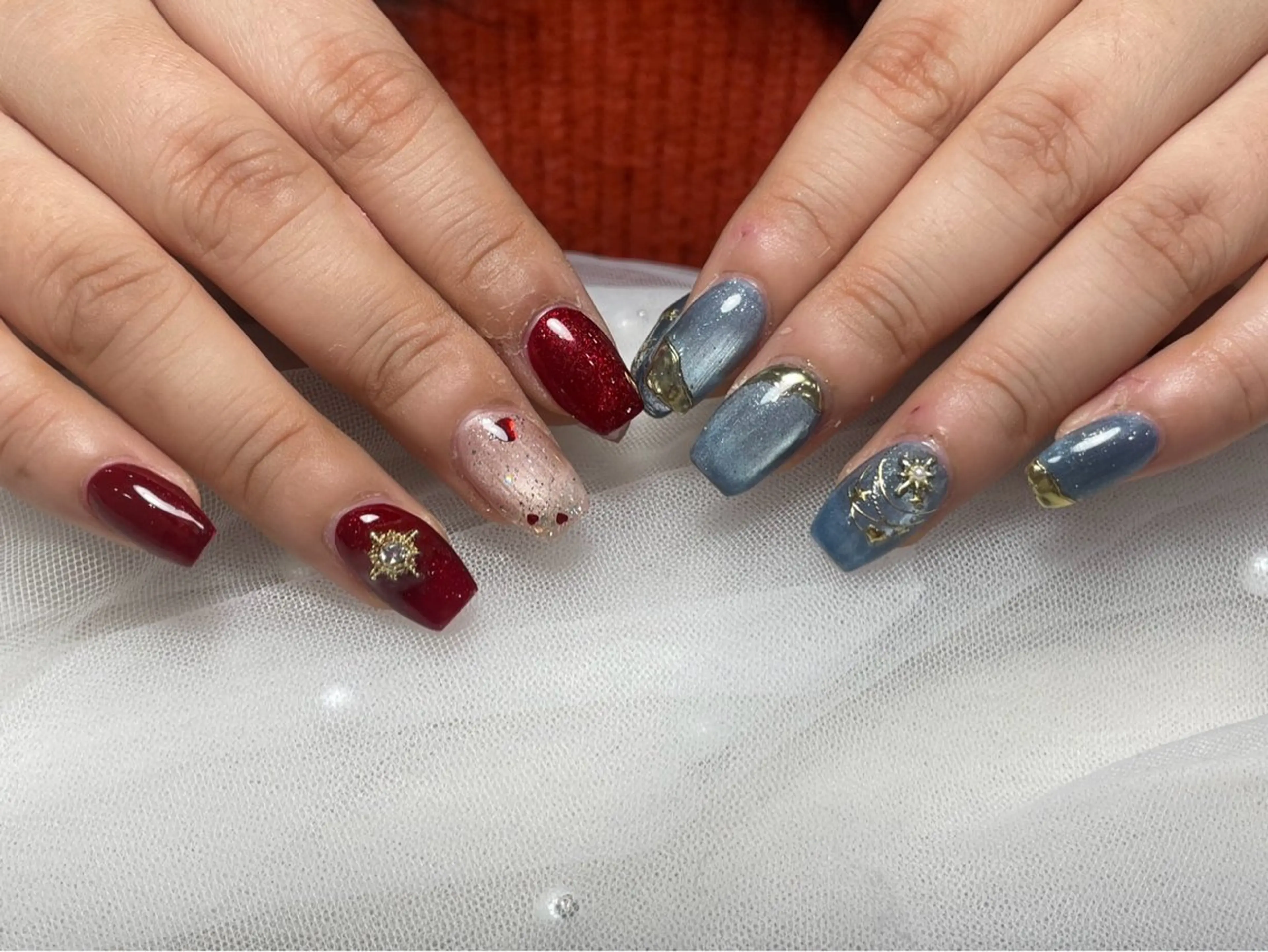 ネイル アートネイル オーロラネイル チークネイル 長さ出し フットネイル ハンドネイル フットネイル ハンドケア Noiranail_ studio川越西口のネイルデザイン