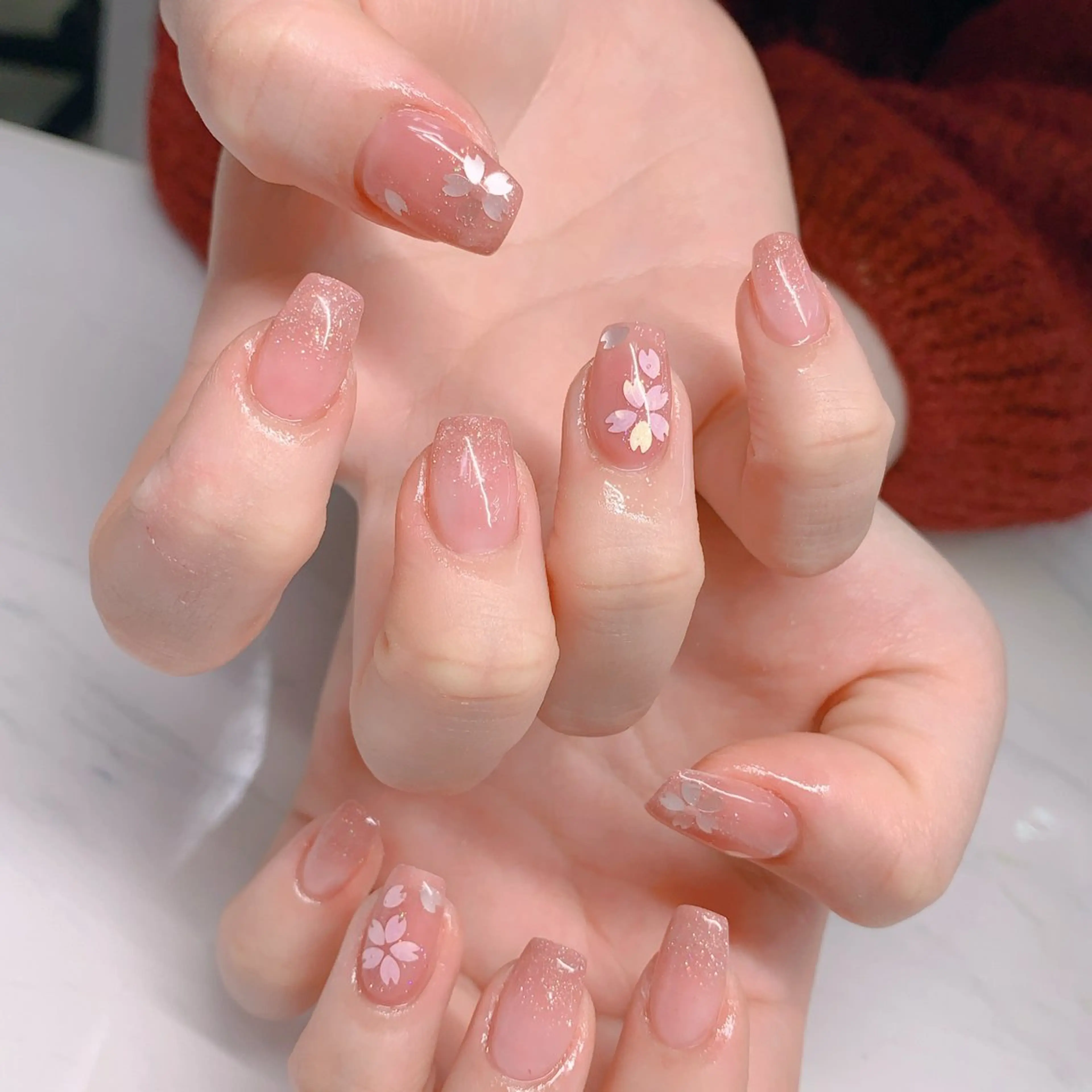 ネイル オーロラネイル 長さ出し フットネイル ジェルネイル キラキラネイル ハンドネイル インフィニティ ネイルサロンのネイルデザイン