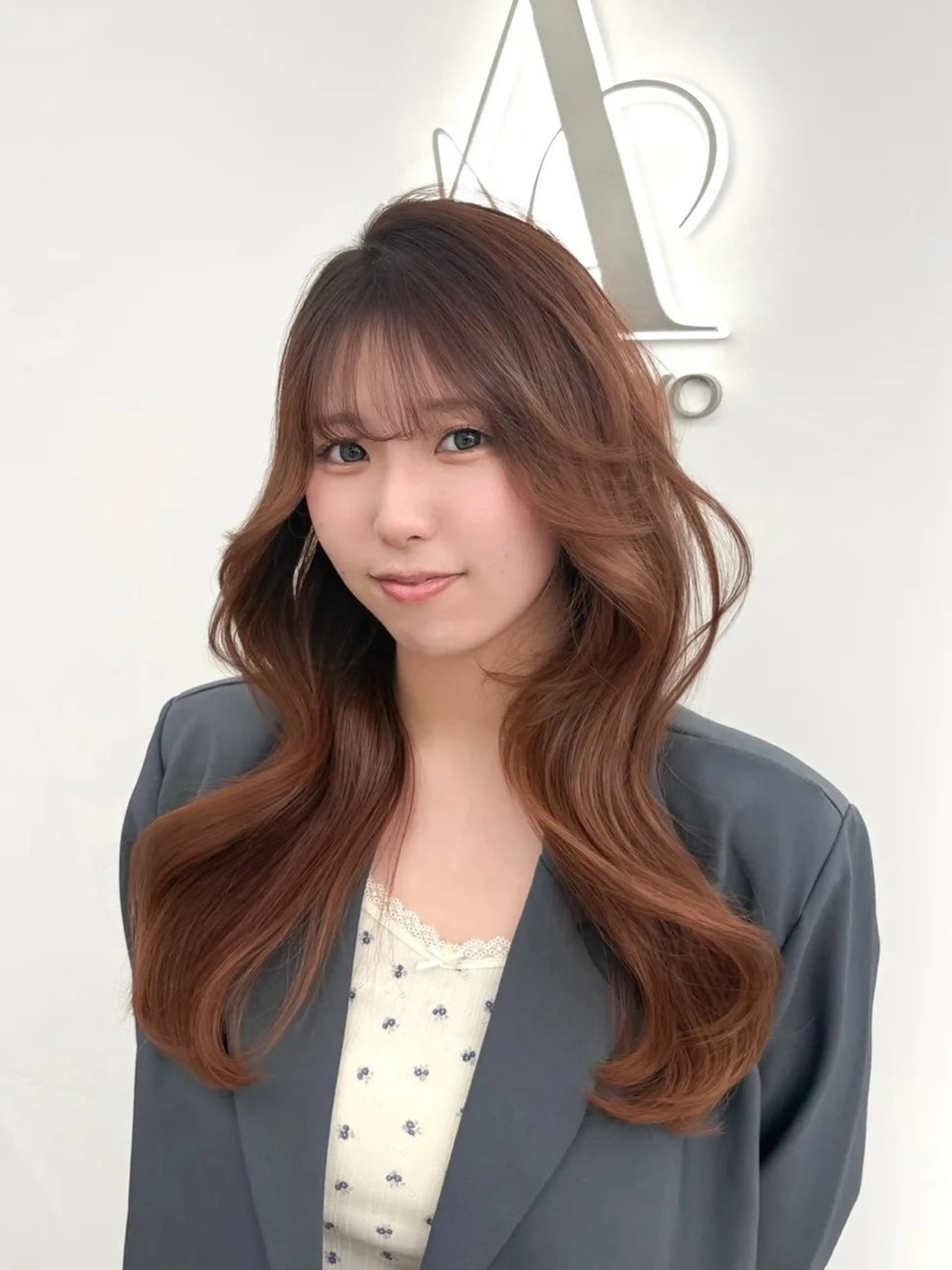 ロング カラー 小顔カット カット ヘアカラー トリートメント 韓国ヘア/レイヤー/ 顔まわり足立遥奈のヘアスタイル