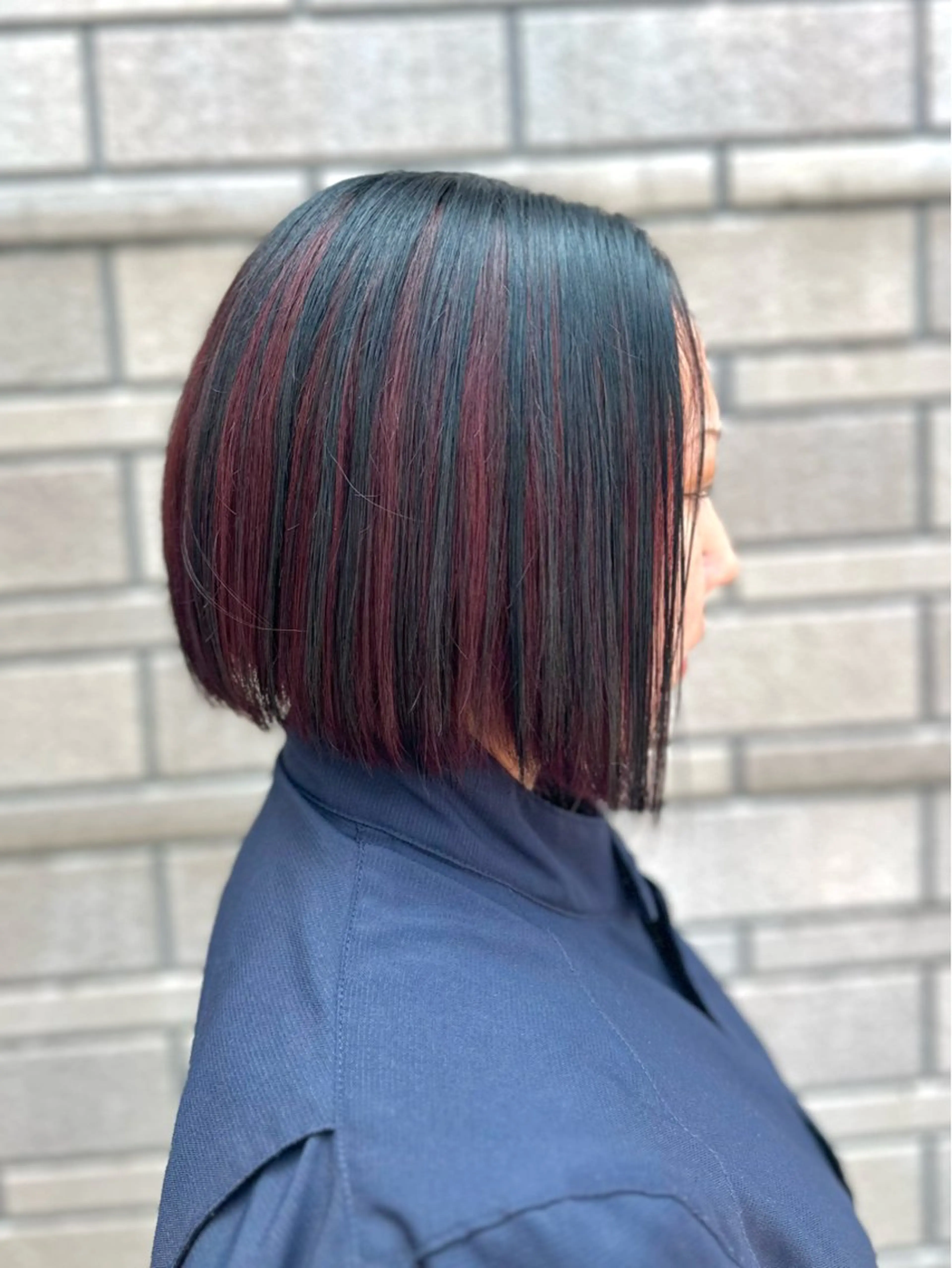 ミディアム カラー 黒髪 ブリーチ レッドカラー ボブ ヘアカラー 美容室　アンジュ　みやき店所属・田中 純平のヘアスタイル