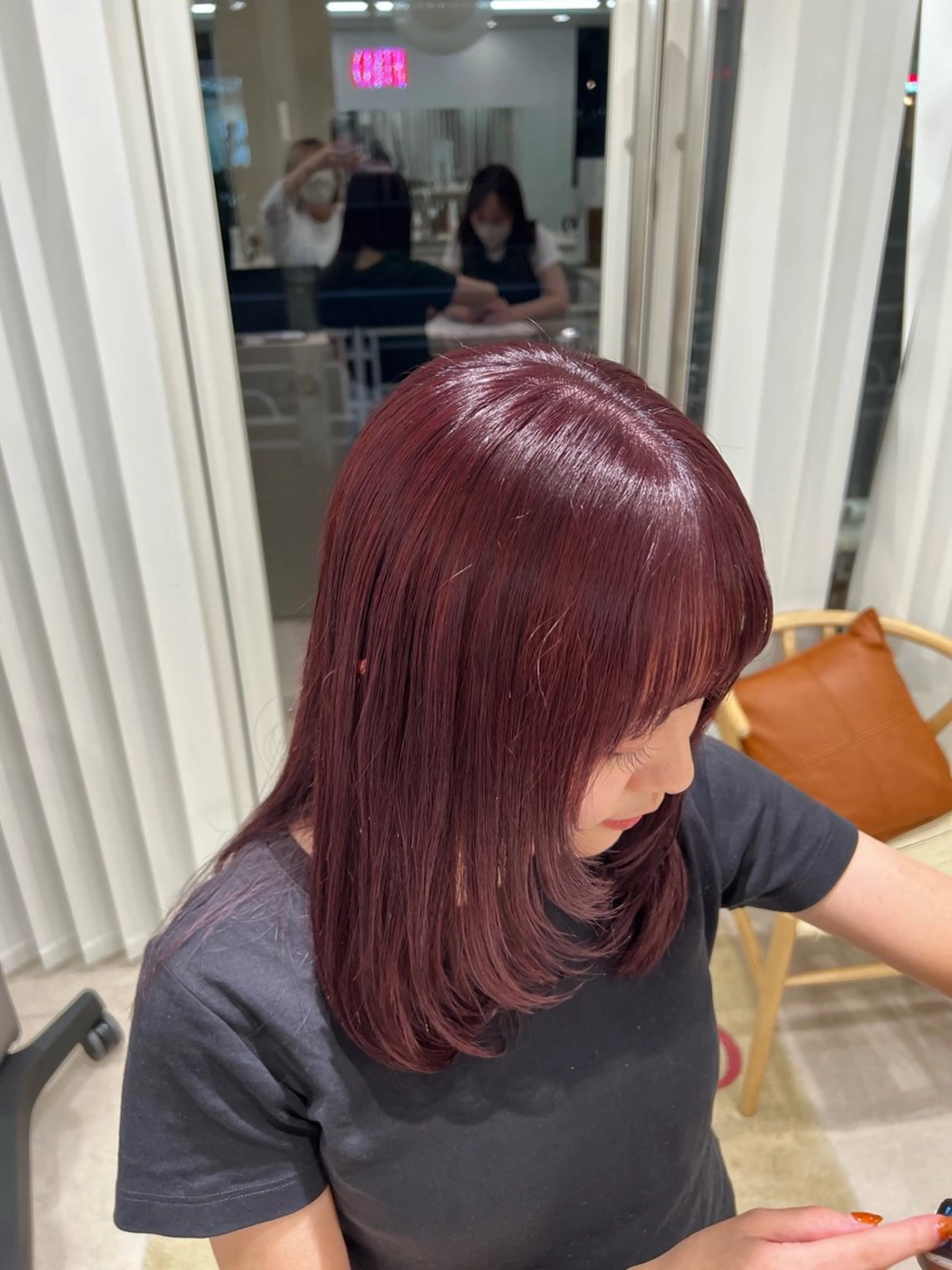 セミロング カラー ブリーチ ブリーチなしカラー ピンクカラー ヘアカラー トリートメント 透明感/明るめ ヘア/kazui🐈のヘアスタイル