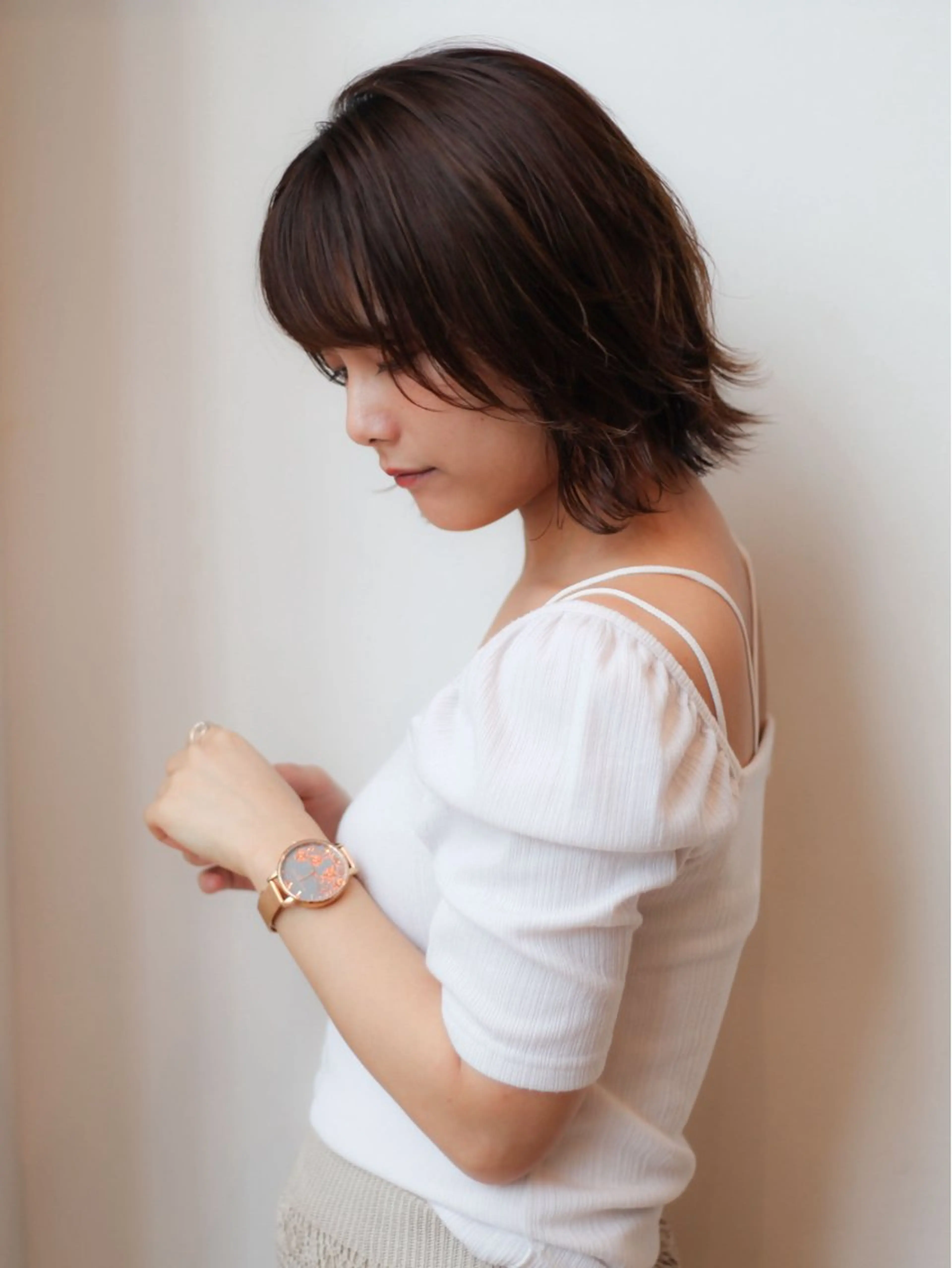ショート カラー パーマ ヘアアレンジ ボブ 伸ばしかけ レイヤーカット カット ヘアカラー VIVIE【ヴィヴィ】所属・髪質改善/韓国風 レイヤー/田村祐樹のヘアスタイル