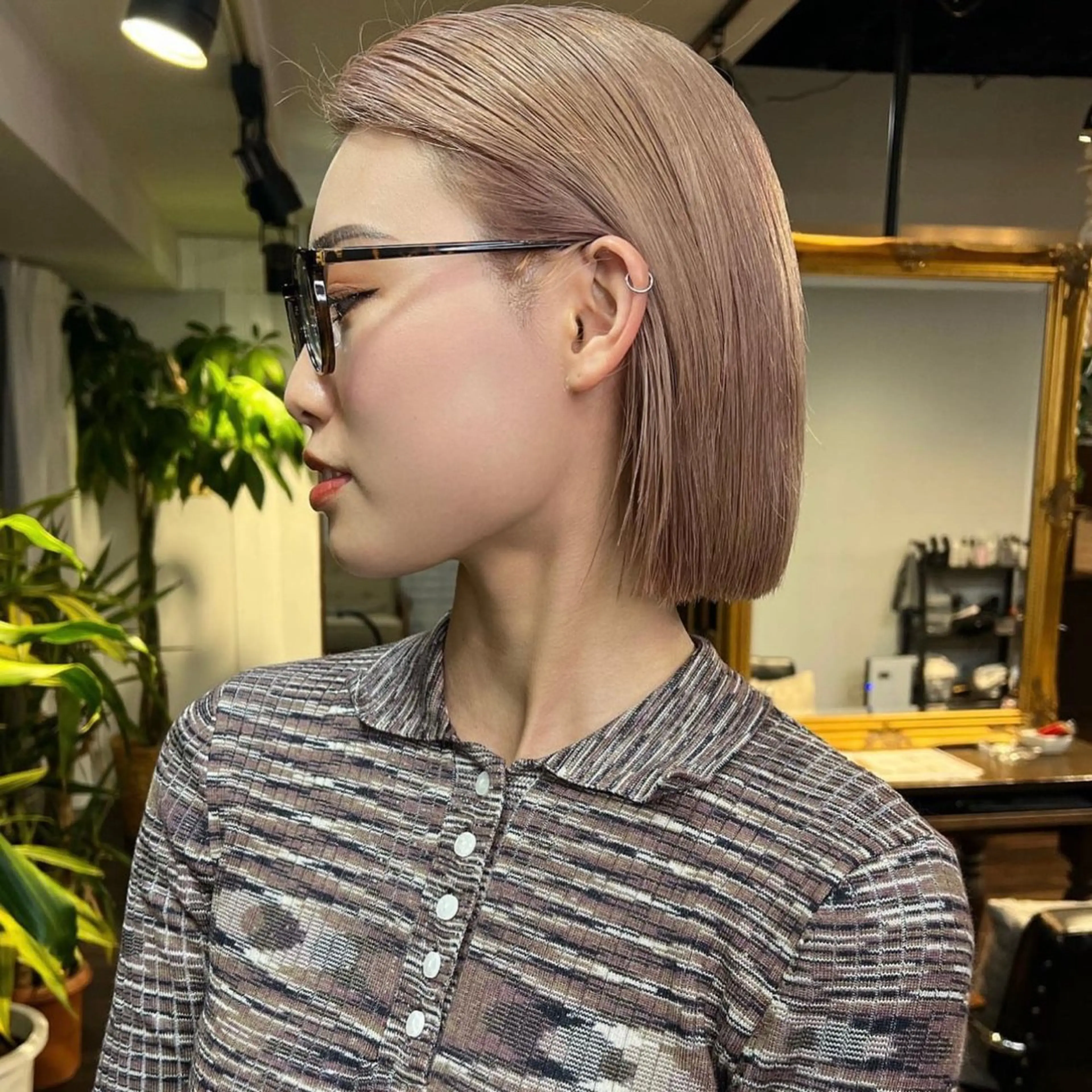 ミディアム カラー カット ヘアカラー トリートメント 心斎橋ダブルカラー ボブ/レイヤーのヘアスタイル
