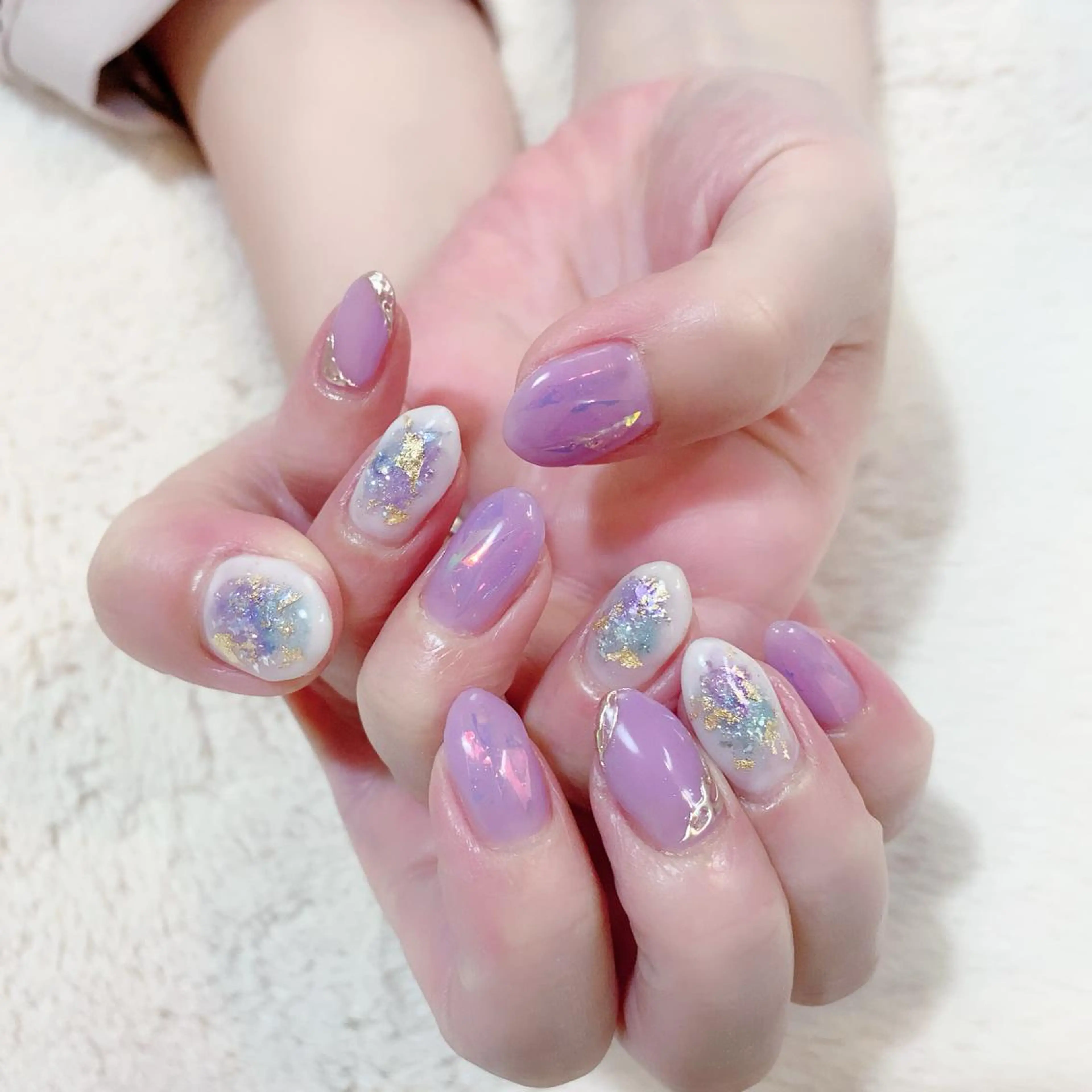 ネイル パステルネイル パープル YAS 青柳 安代のネイルデザイン