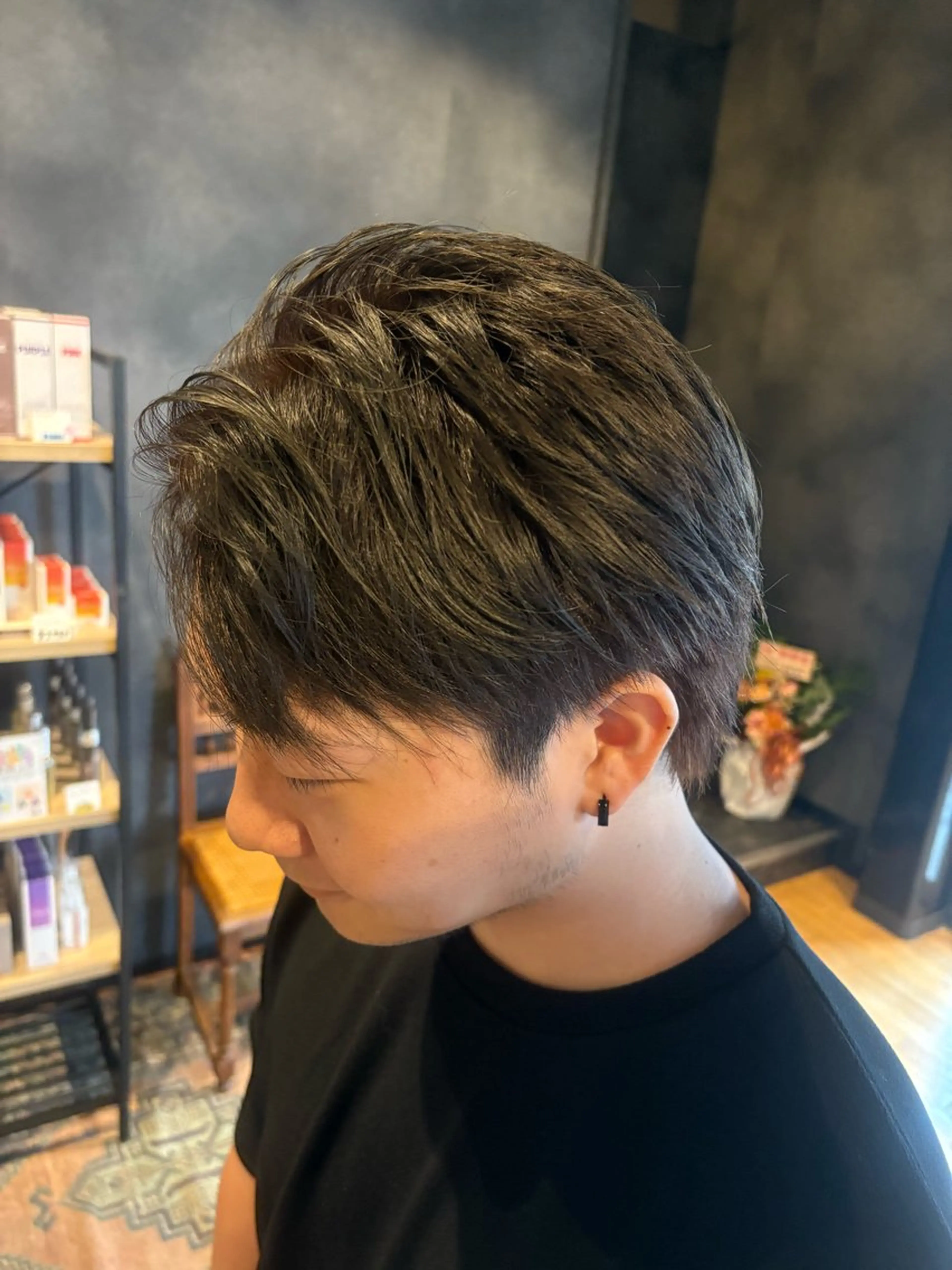 ショート カラー メンズ グレージュ オリーブグレージュ オリーブグレー カット ヘアカラー トリートメント 似合わせカットパーマ メンズ特化/花音のヘアスタイル
