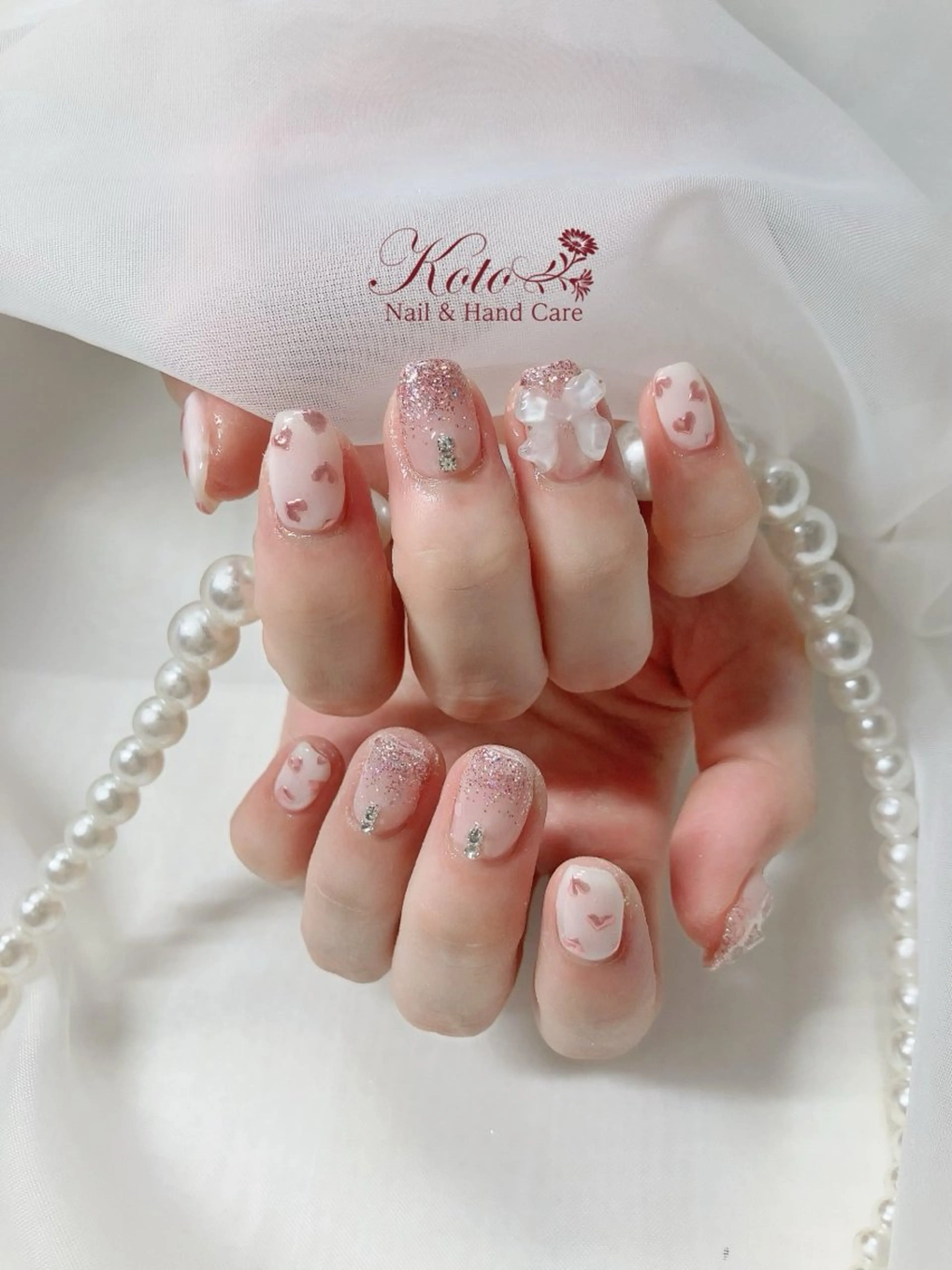 ネイル 長さ出し ジェルネイル 持ち込み ニュアンスネイル 赤色 ハンドネイル Nail Salon KOTOのネイルデザイン