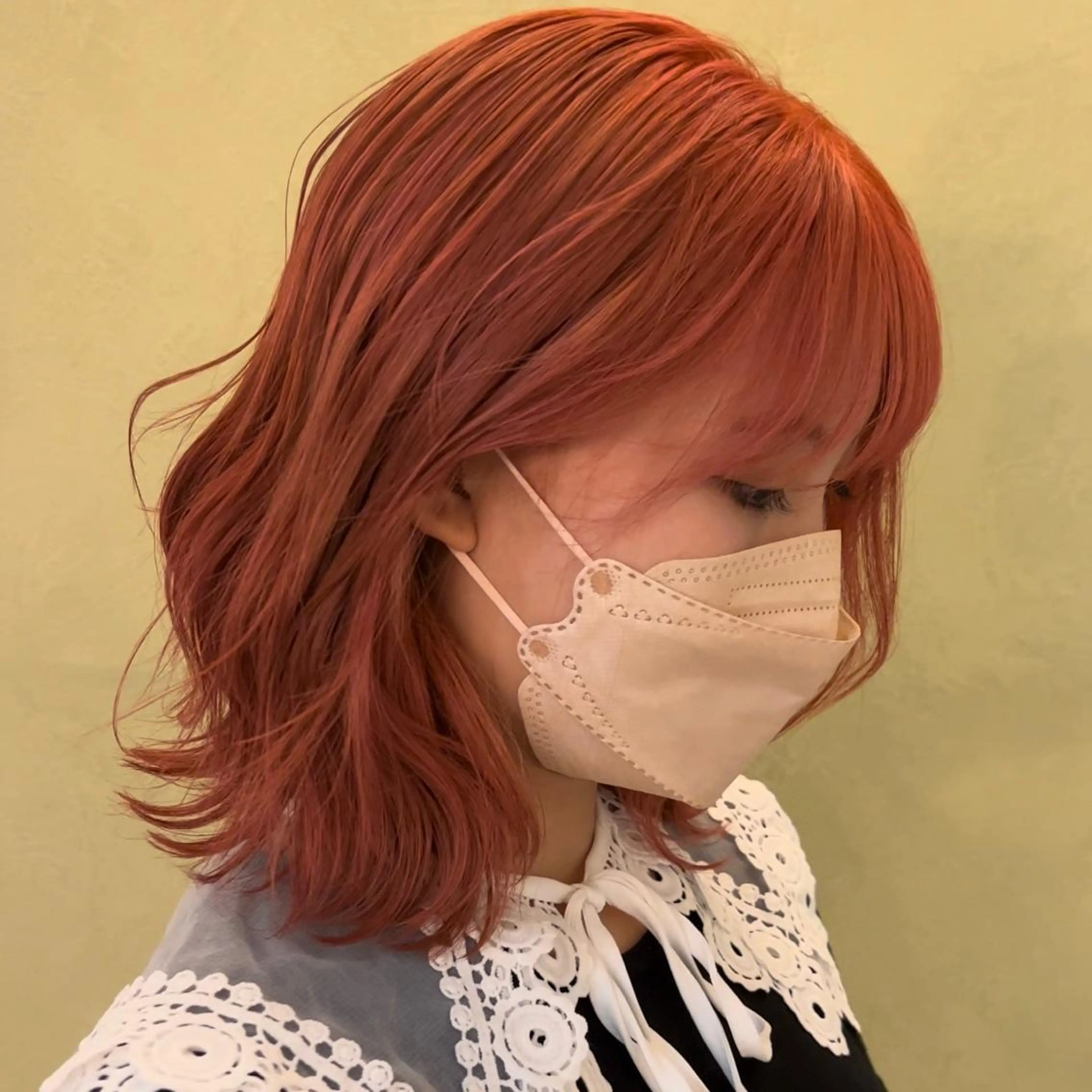 ミディアム カラー カシス オレンジ ヘアカラー 透明感カラー/ 藤原リックのヘアスタイル