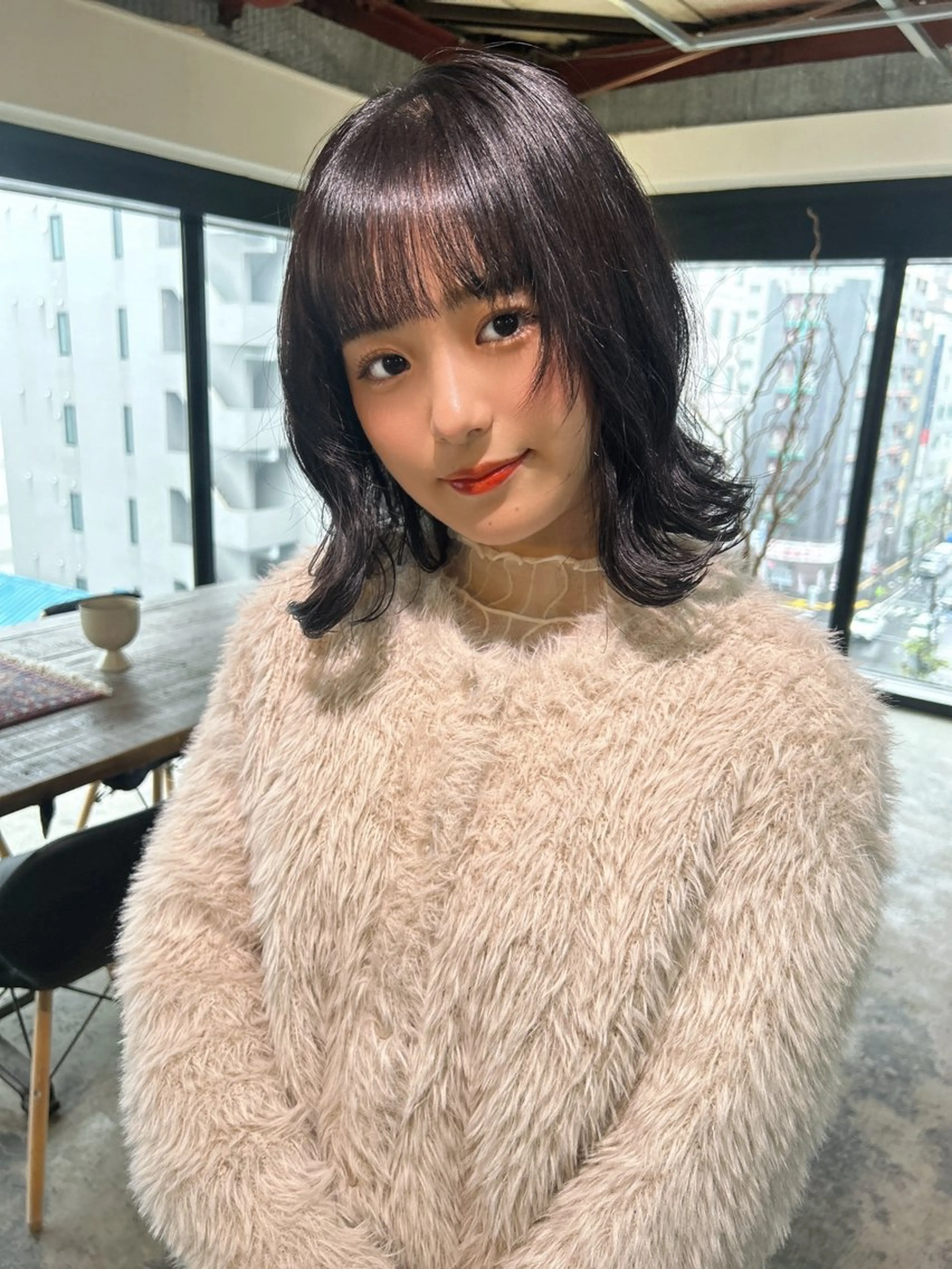 ミディアム カラー カット ヘアカラー トリートメント レイヤーカット/艶 カラー/SHISEIのヘアスタイル