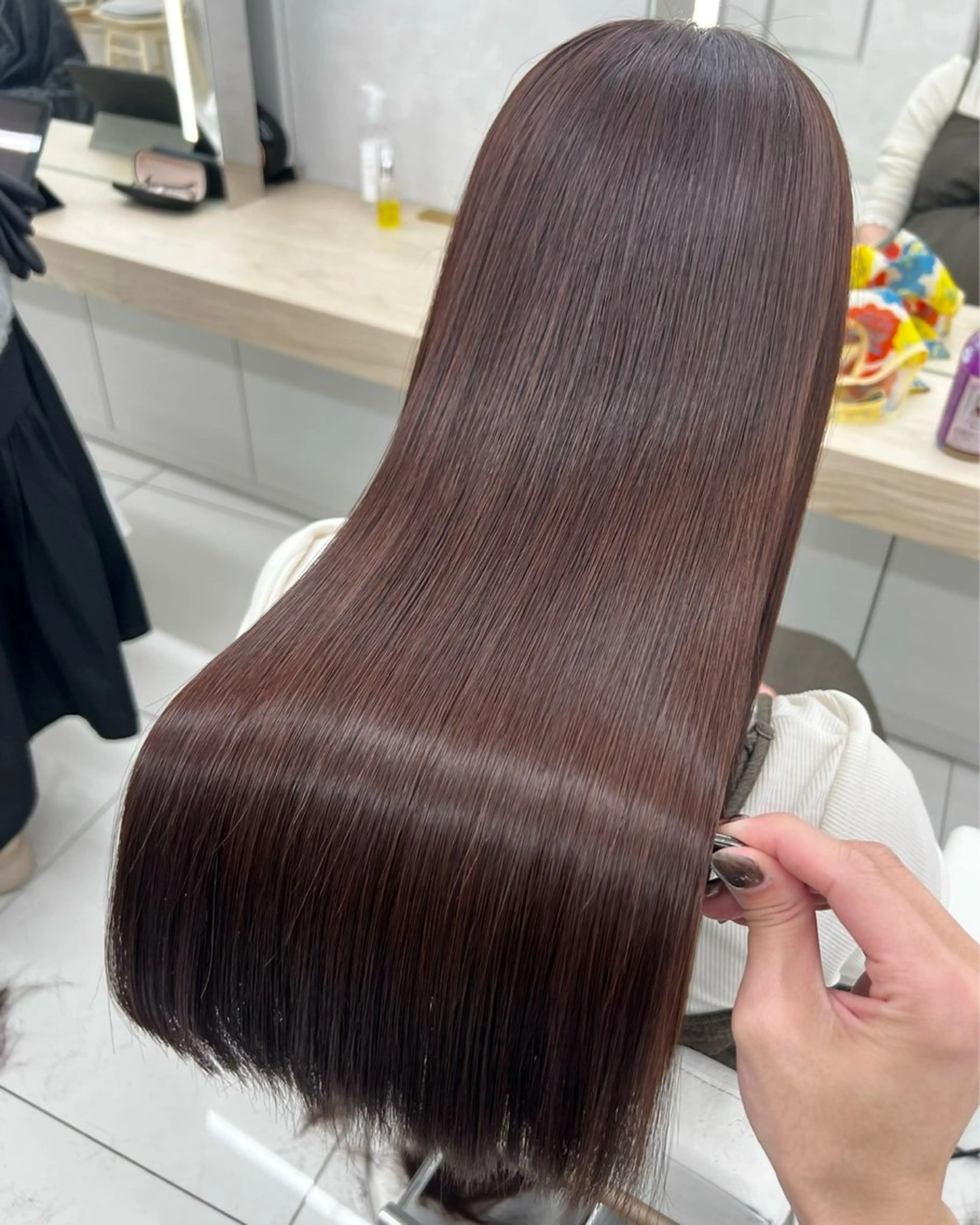 ✨【同時施術】！！✨うる艶髪質改善＋ケアワンカラー+プレミアムトリートメント🫧の写真