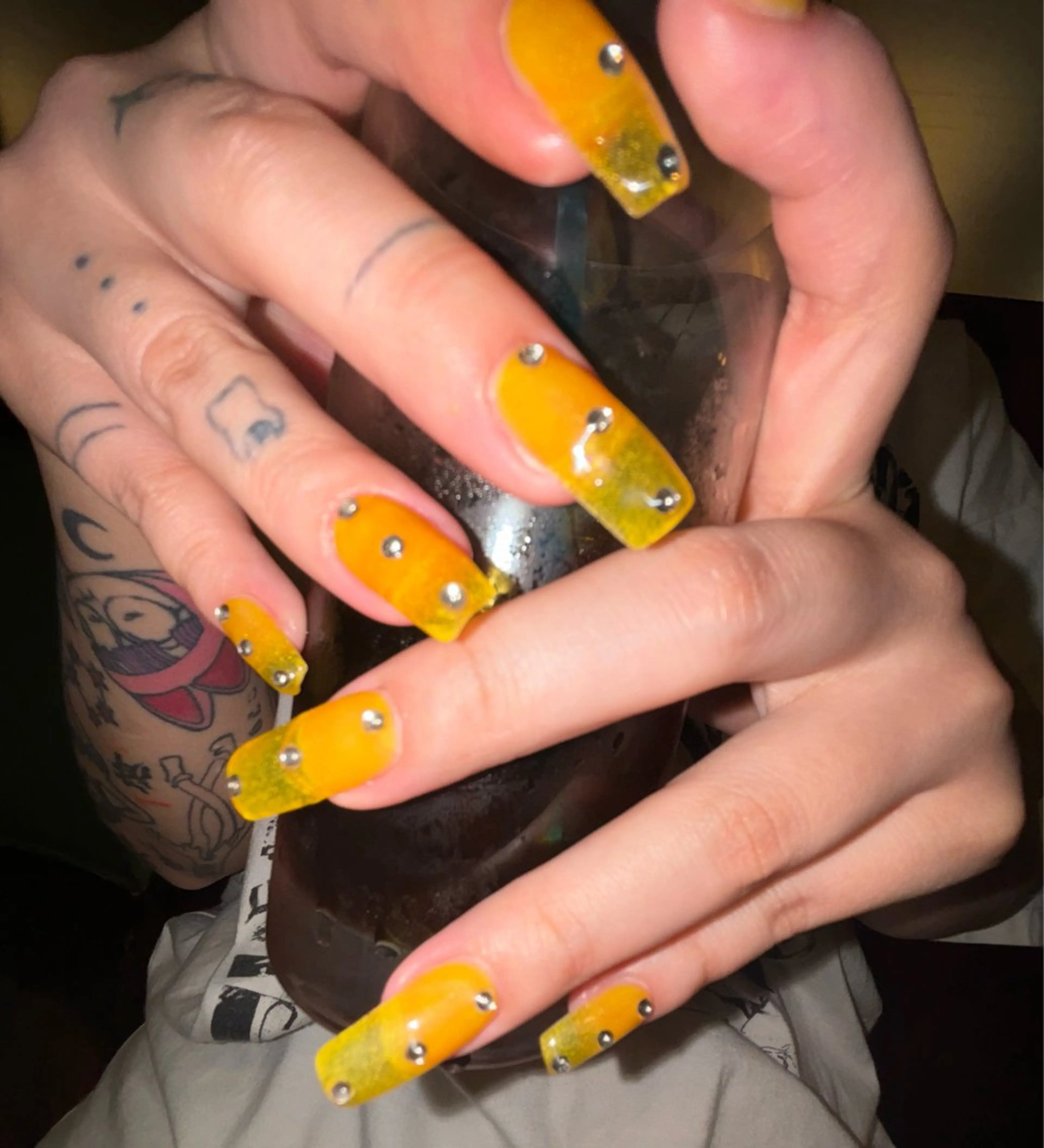 ネイル クリアネイル 長さ出し 黄色 ハンドネイル NICO nail中野所属・辻 果楠のネイルデザイン