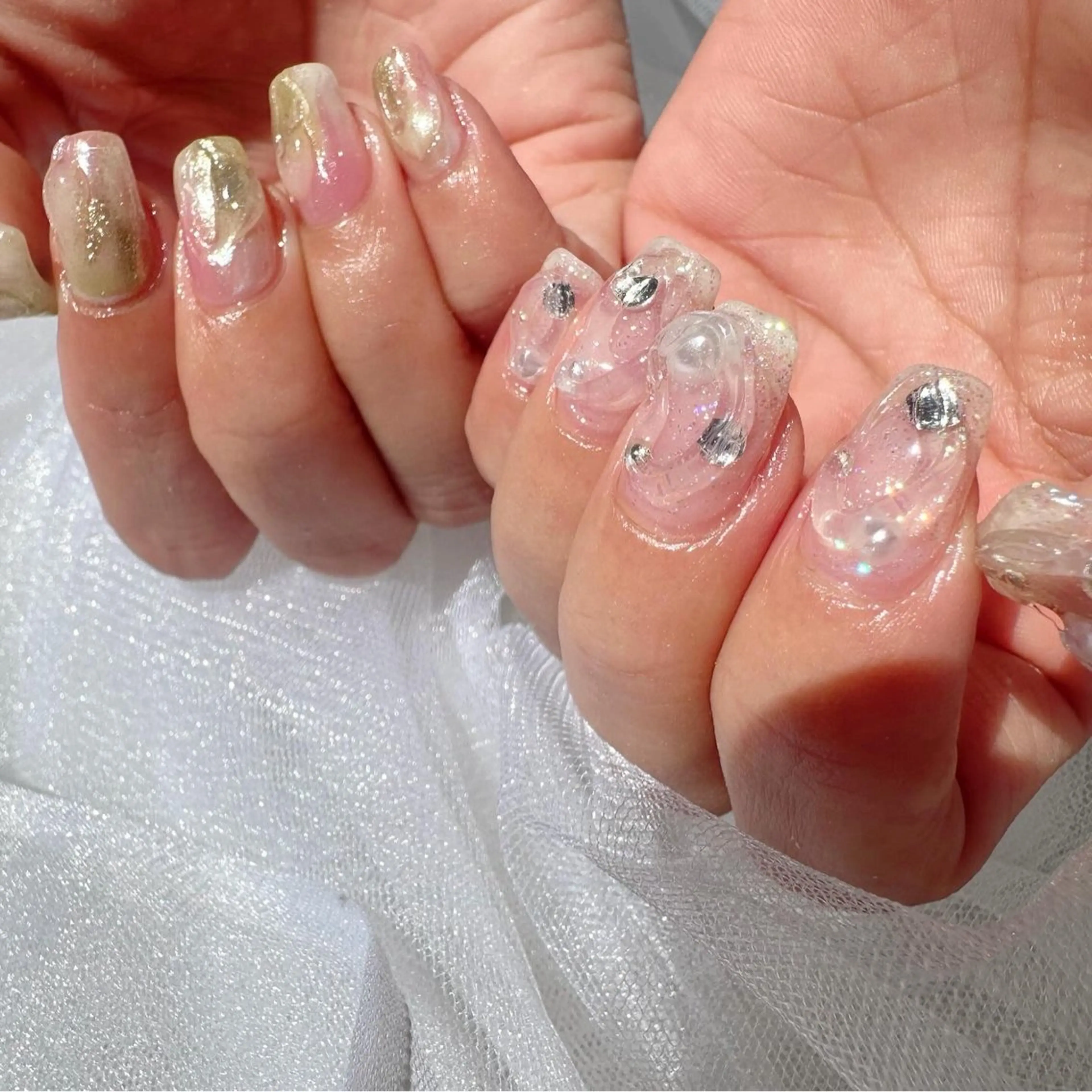 ネイル クリアネイル 氷ネイル・うるうるネイル 韓国ネイル ニュアンスネイル 春ネイル 🪞KAPE NAIL 🪞のネイルデザイン