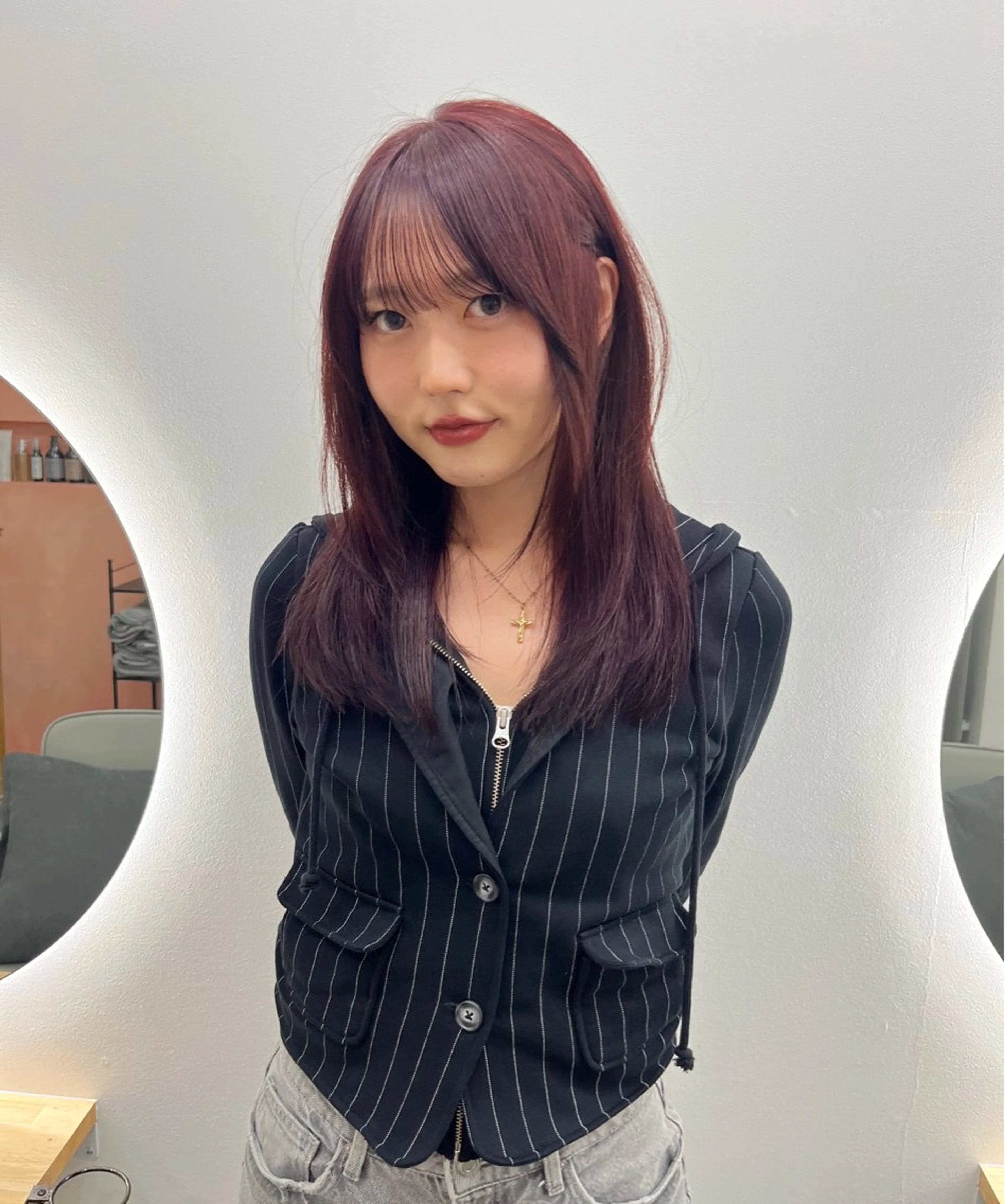 セミロング カラー カット ヘアカラー トリートメント ベージュ⟡˖ブリーチ ˖ ࣪⊹あずきのヘアスタイル