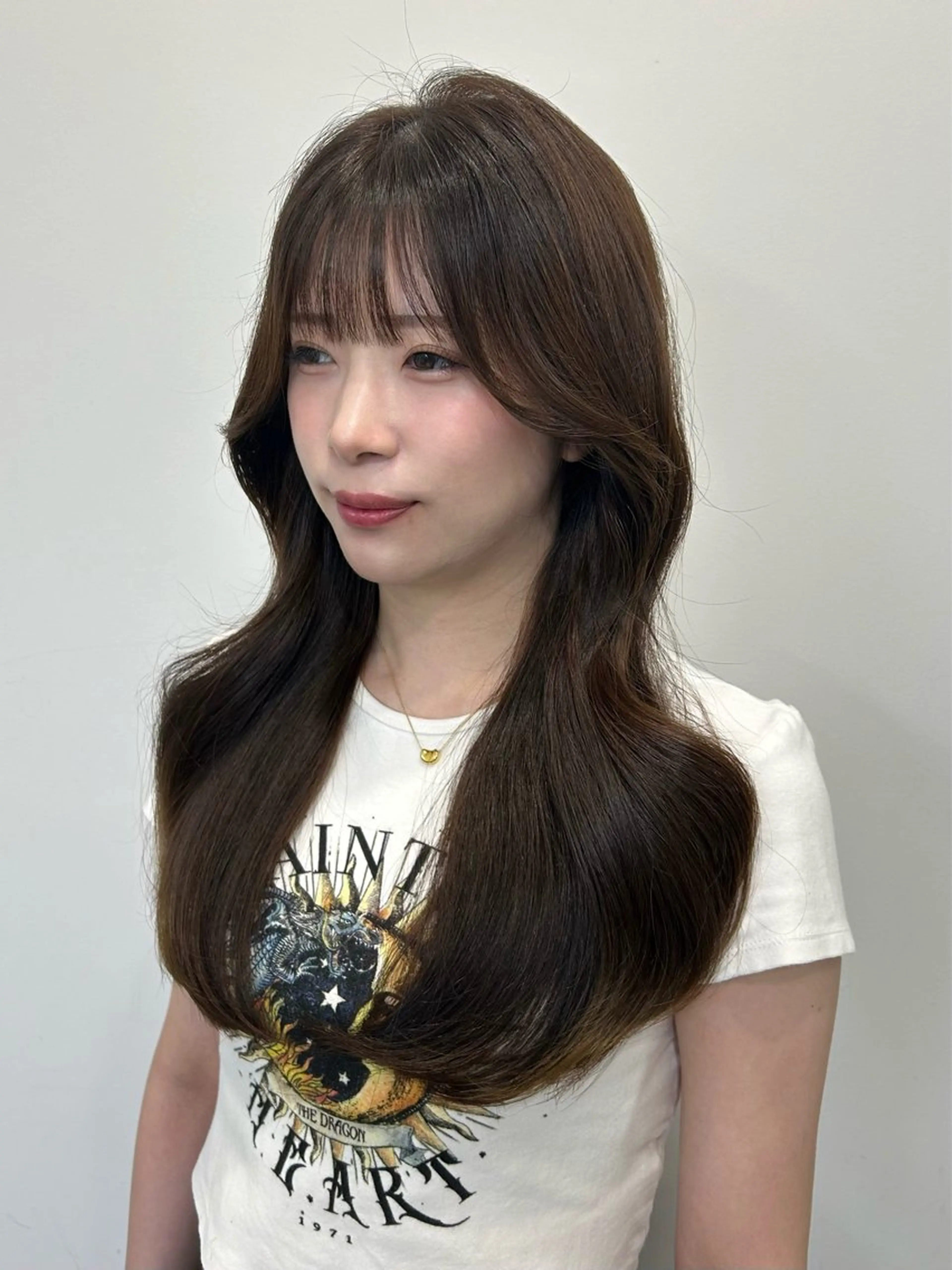 ロング カラー ボブ 顔まわりレイヤー 韓国風ヘア レイヤーカット ロング カット ヘアカラー トリートメント sunc所属・レイヤーカット ワンホンヘアそうたのヘアスタイル