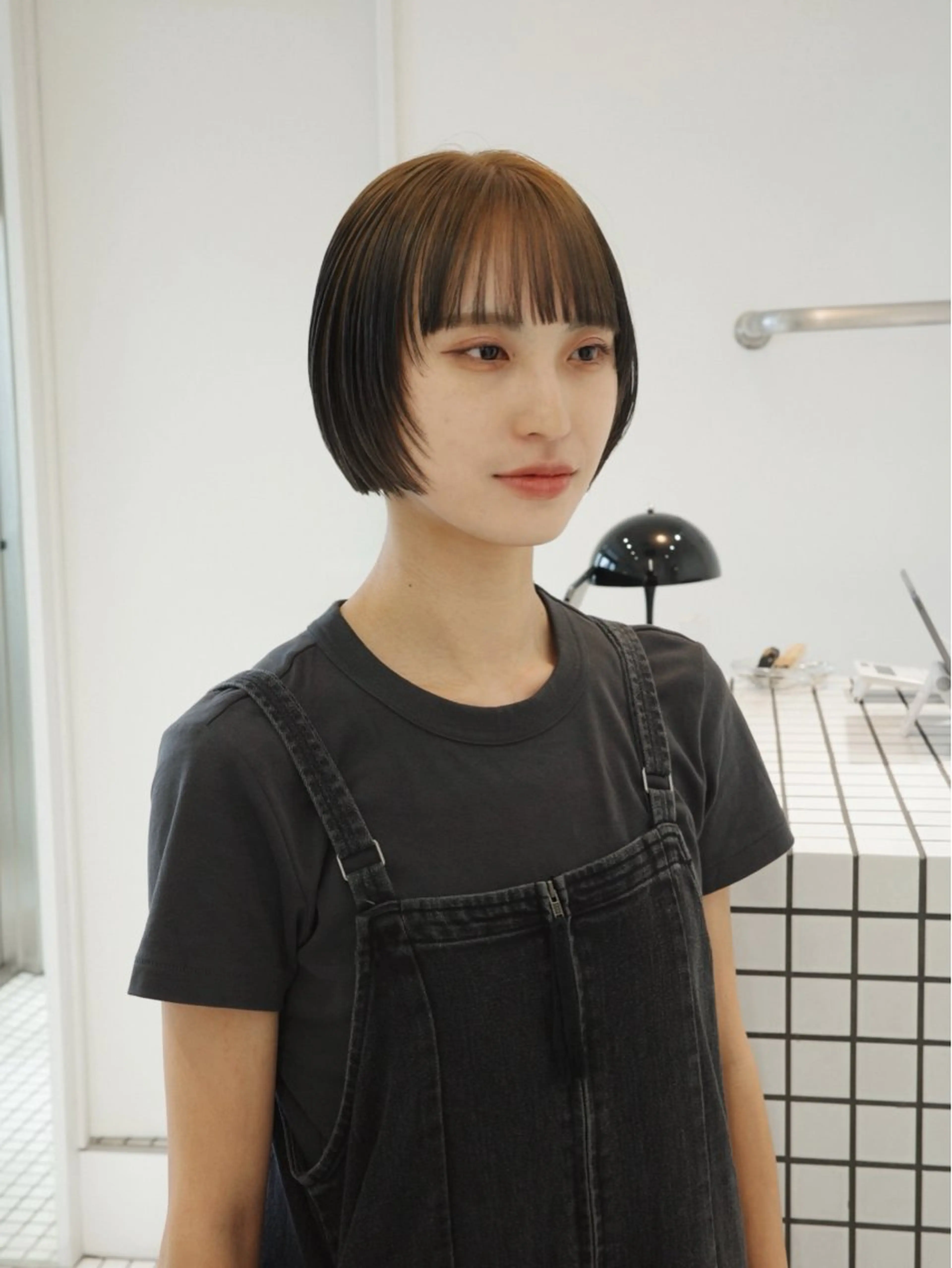 ショート カラー カット ヘアカラー 🌱ぱつっと/ボブ 🌱のヘアスタイル