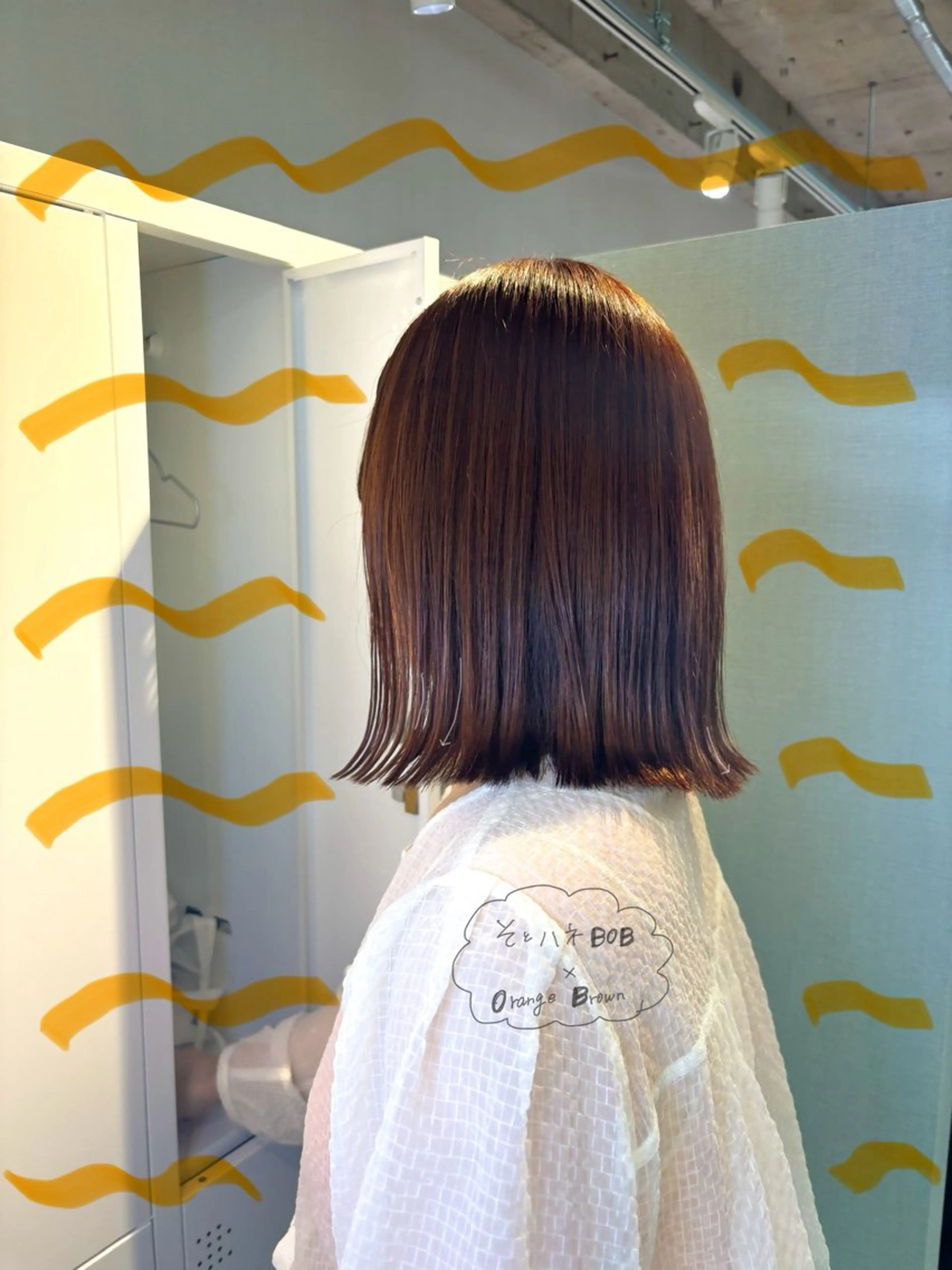ミディアム カラー パーマ ブラウンカラー オレンジ オレンジブラウン 髪質改善 ストレートパーマ [amu]kaho /メンズカット🧃のヘアスタイル