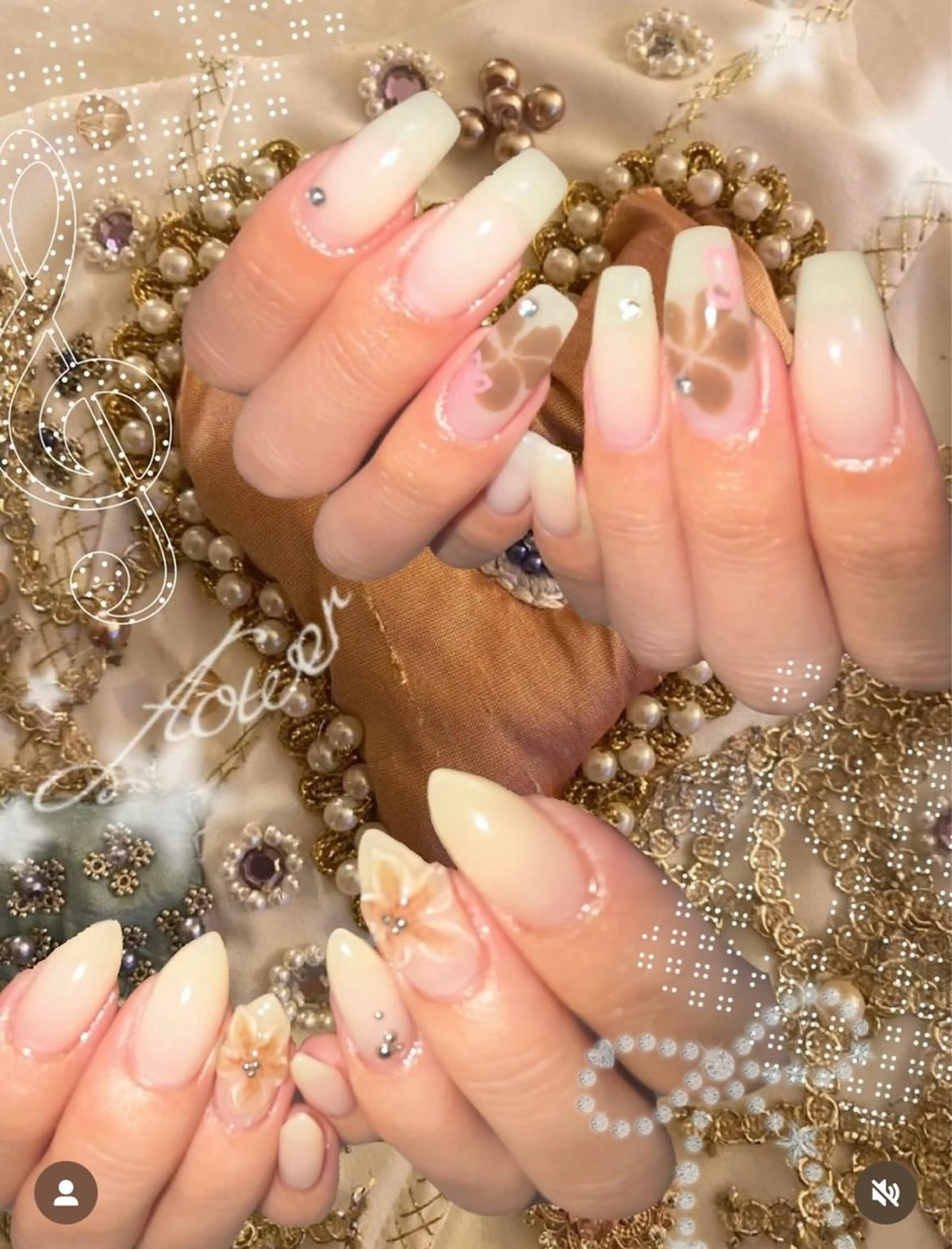 ネイル アートネイル ハンドネイル フットネイル kana/モード ・グランジ໒꒱のネイルデザイン