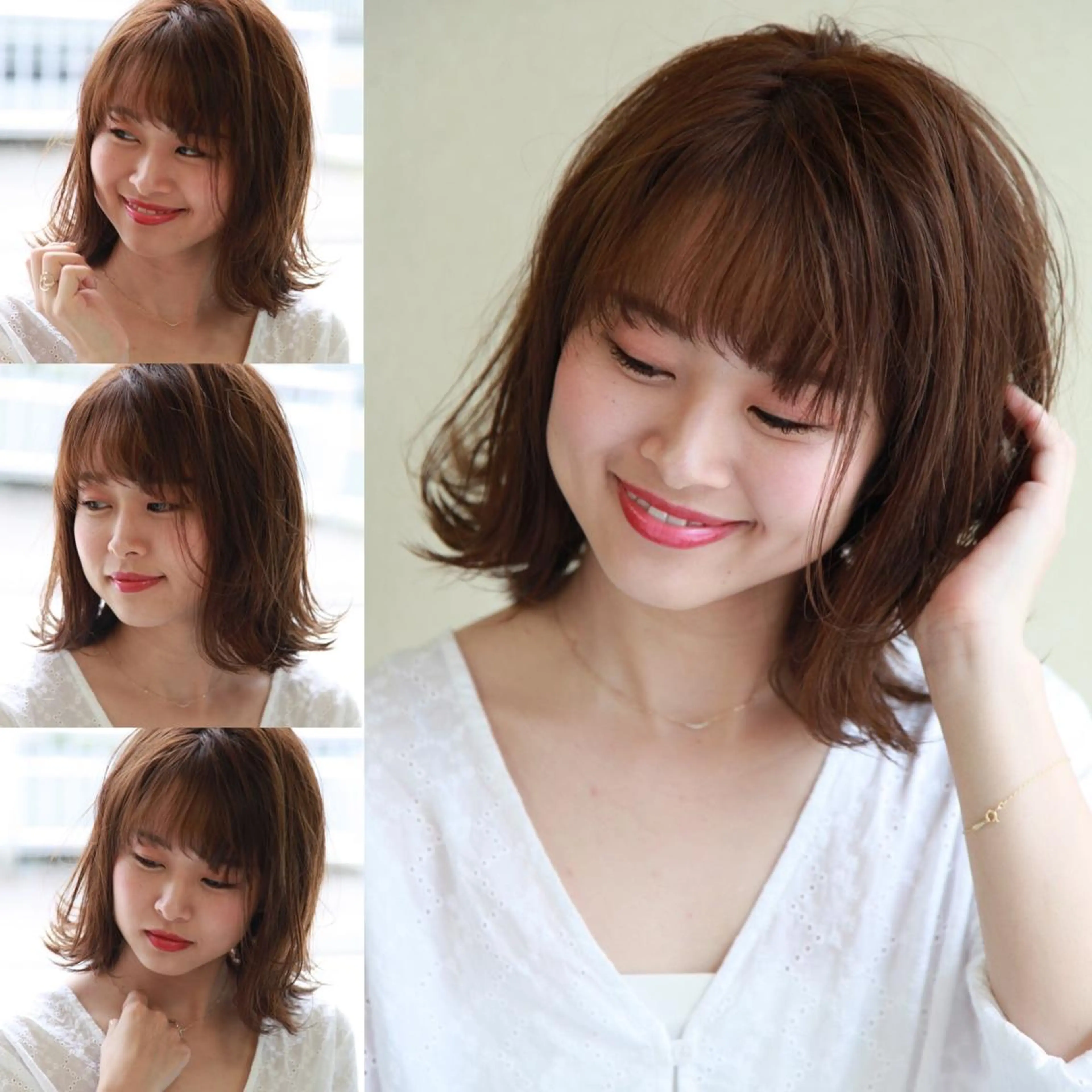 ミディアム カラー パーマ ミディアムパーマ ブリーチ ケアブリーチ 縮毛矯正 トリートメント 髪質改善/縮毛矯正 /ブリーチ矯正/岡部のヘアスタイル