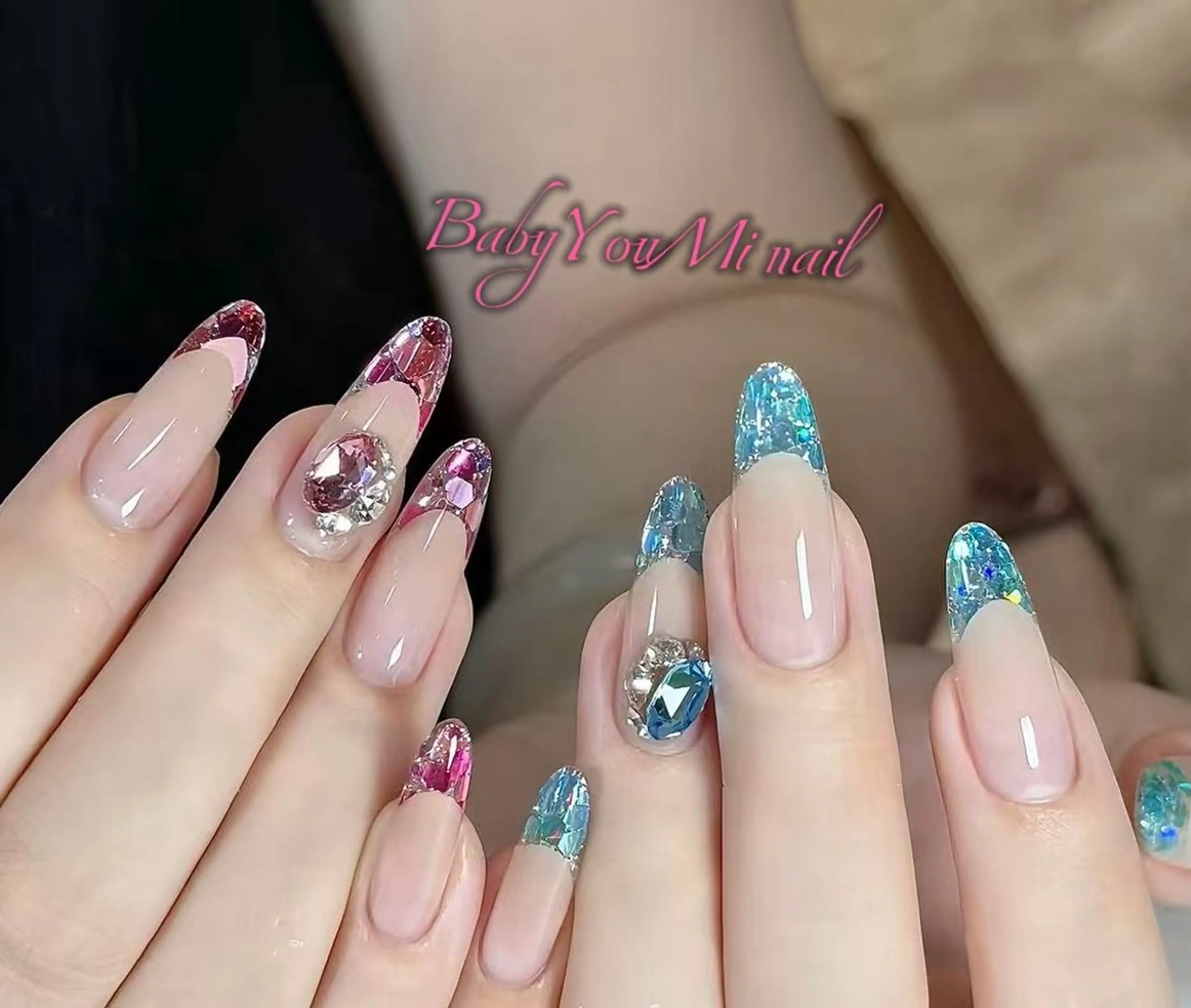 ネイル オーロラネイル フラワーネイル フットネイル フレンチネイル ジェルネイル ハンドネイル BabyYouMi nailのネイルデザイン