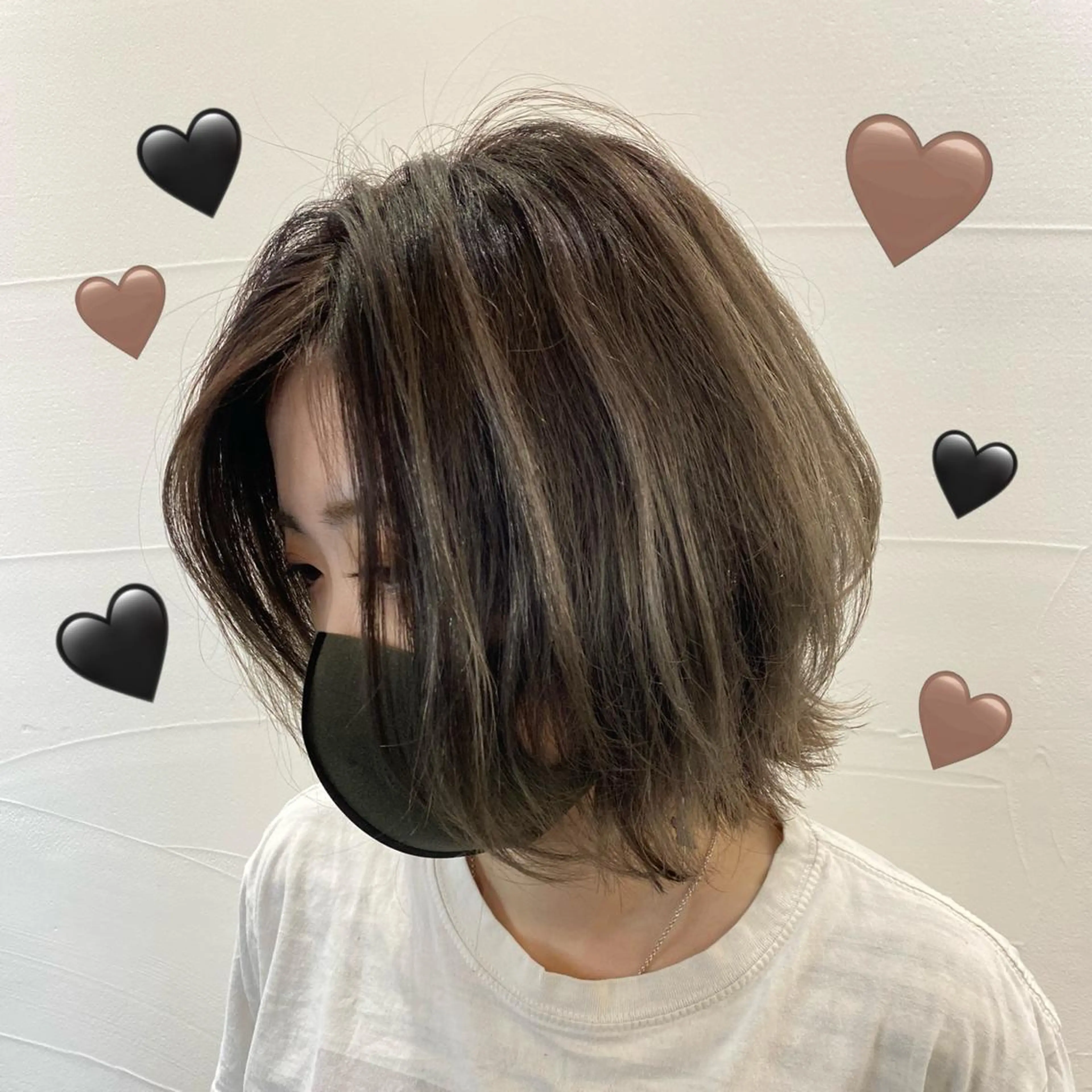 ミディアム ボブ ハイライト 髪質改善 韓国風ヘア レイヤーカット 韓国ヘア特化 💟 ララア 💟のヘアスタイル