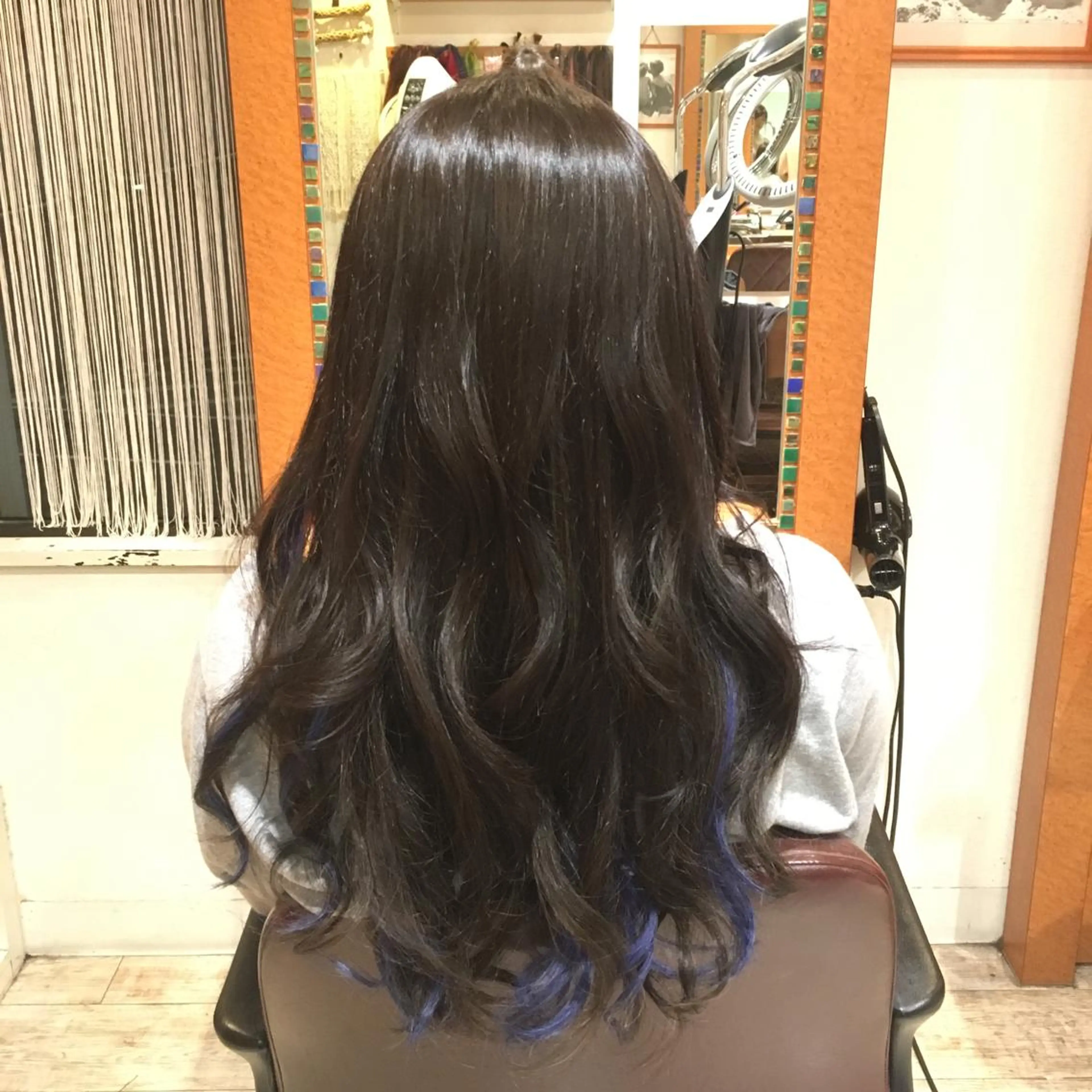 ロング カラー 黒髪 ネイビーカラー エクステ リピート指名no.1 /ruiのヘアスタイル