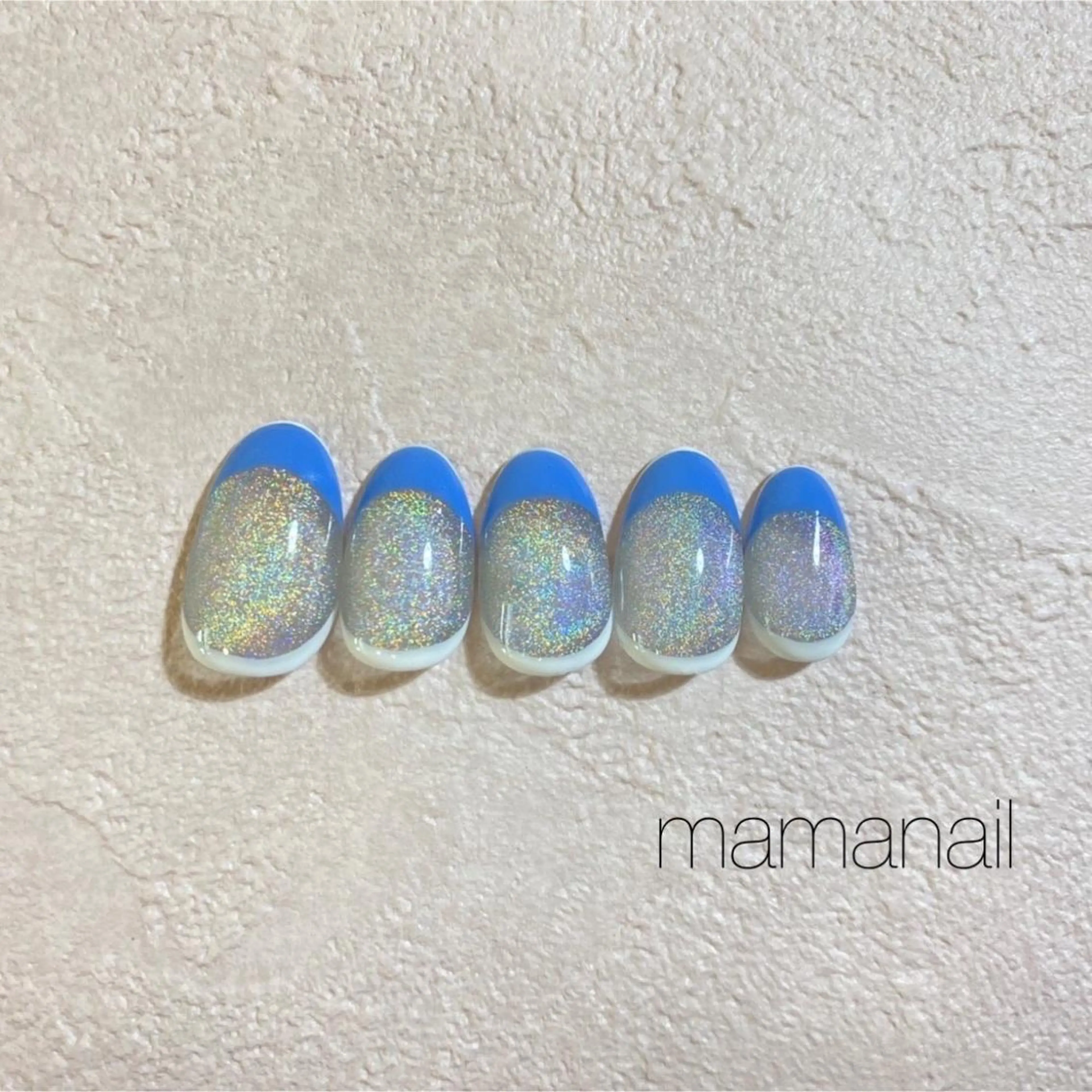 ネイル アートネイル ブルー ジェルネイル ネイルサロン mama nailのネイルデザイン