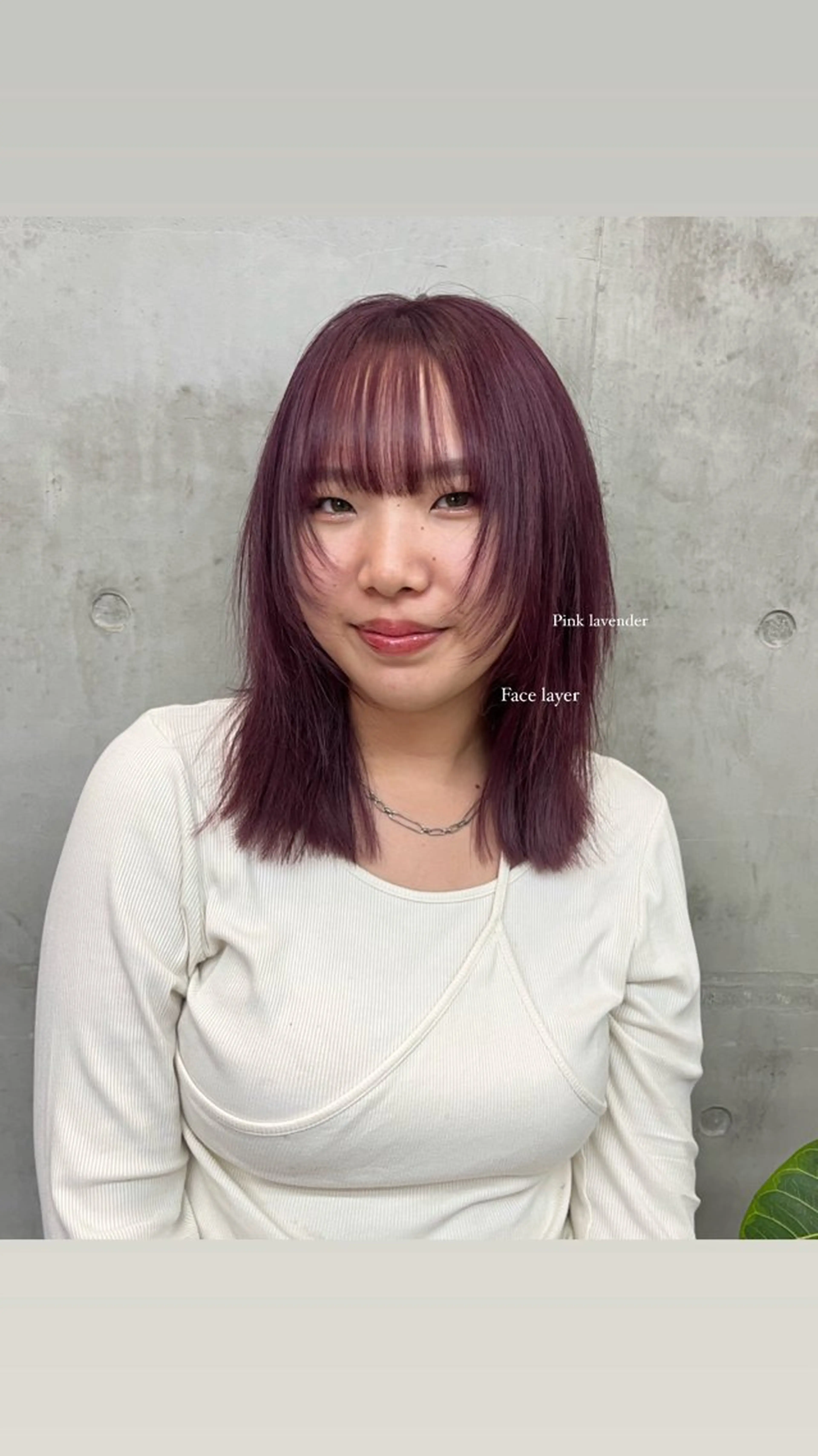 ミディアム 顔まわりレイヤー 顔周りカット レイヤーカット ヘアカラー SALT WATER所属・🫐 𝐌𝐚𝐨 🫐ボブモデル募集のヘアスタイル