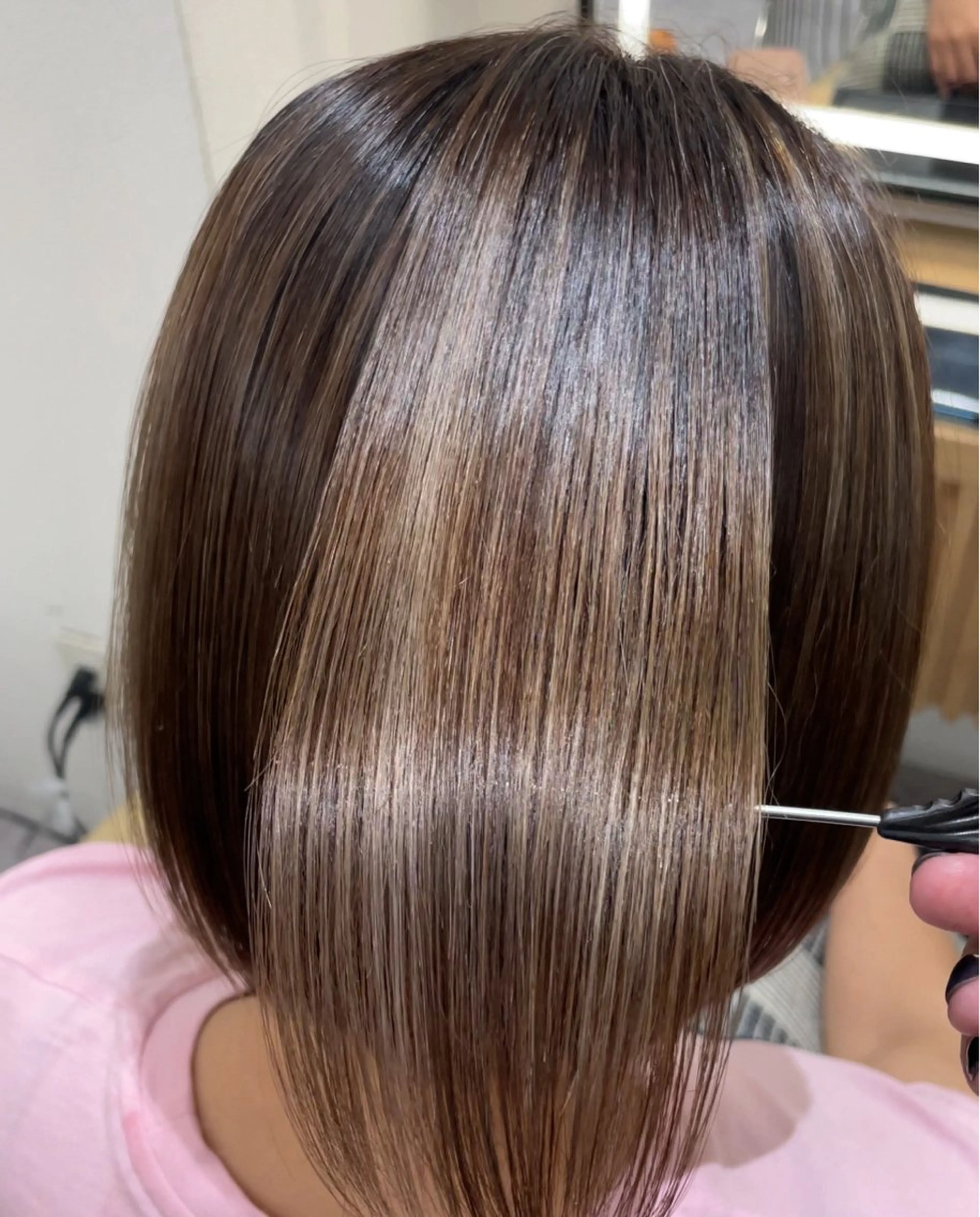 ショート 切りっぱなしボブ ボブ 顔周りカット ハッシュカット ハイレイヤー カット ヘアカラー 縮毛矯正 浦和/髪質改善/ボブ 縮毛矯正/大和田拓夢のヘアスタイル