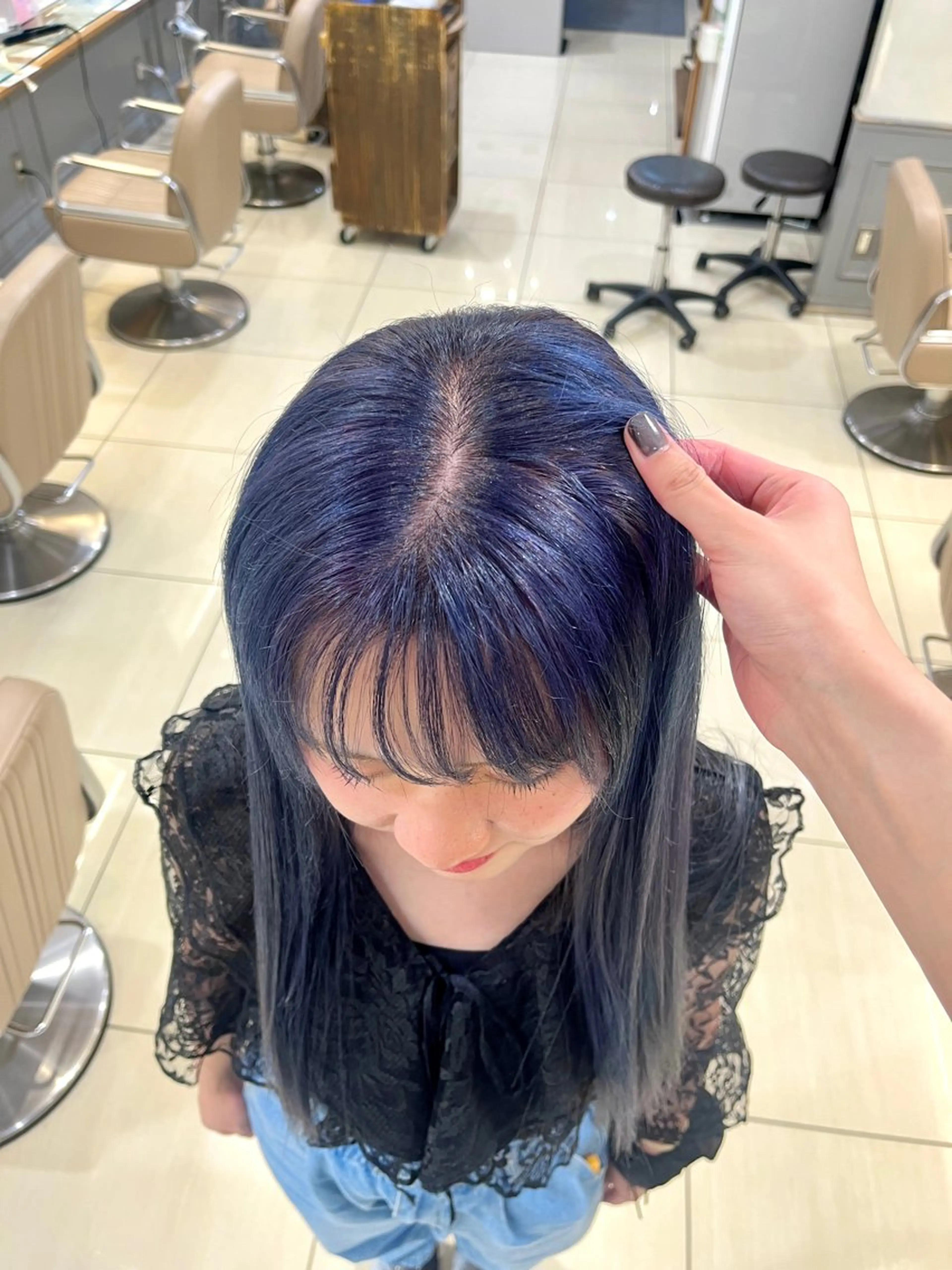 ロング カラー ブルーカラー ブルーラベンダー ラベンダーカラー メンズカットモデル/ 横浜/佐藤 桃香のヘアスタイル