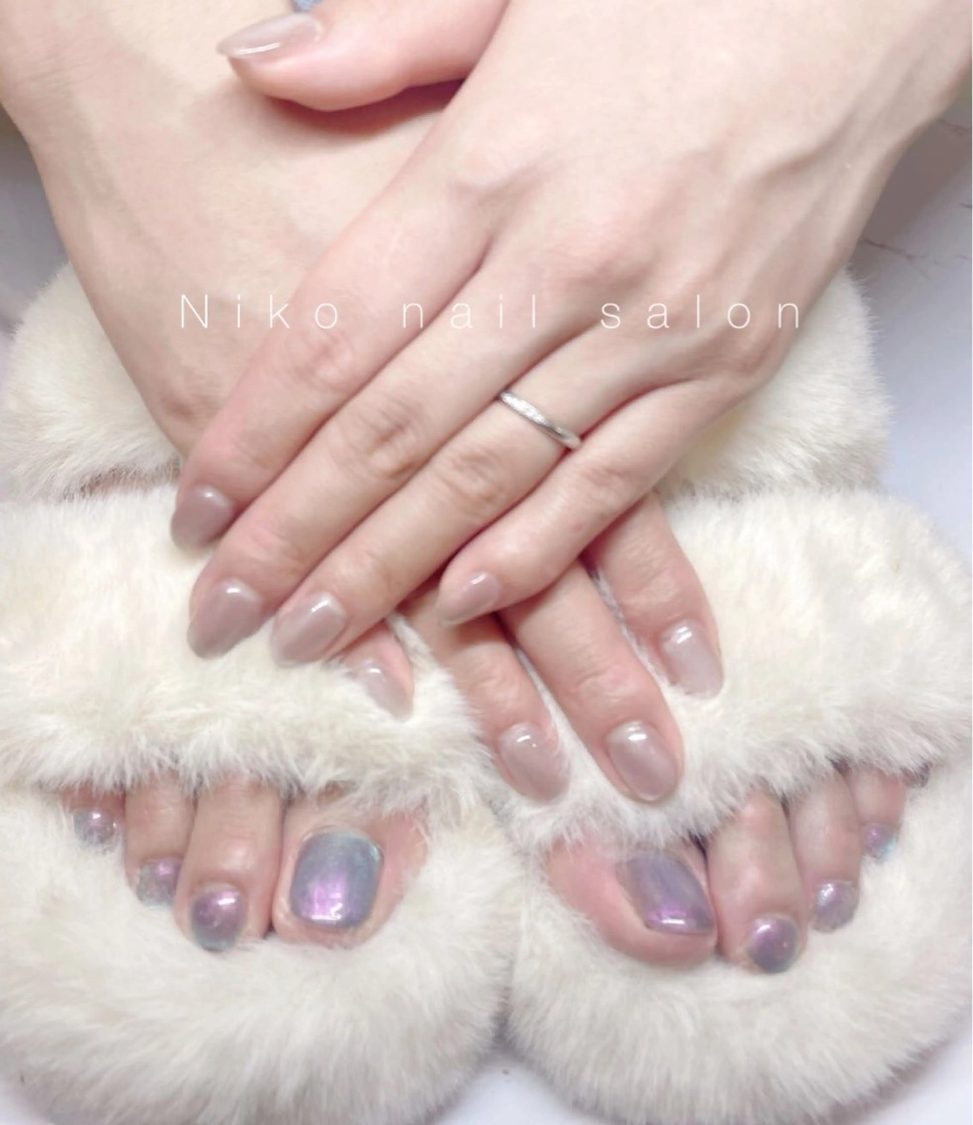 ネイル 長さ出し フットネイル フレンチネイル ジェルネイル 韓国ネイル Niko nailサロンのネイルデザイン