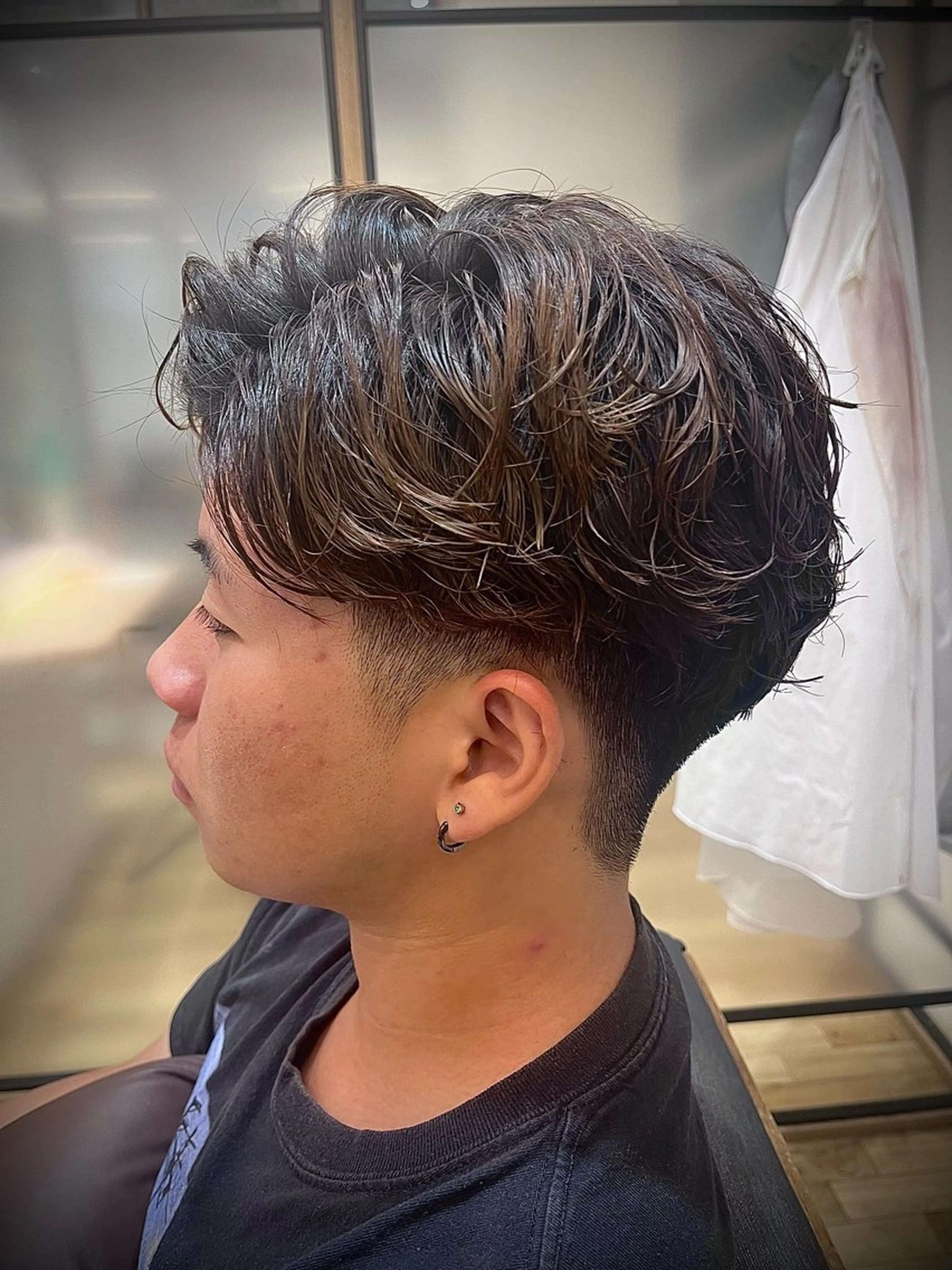 パーマ メンズ アップバング メンズパーマ 刈り上げ カット パーマ 🟦メンズ特化🟦 たかしま　あさひのヘアスタイル