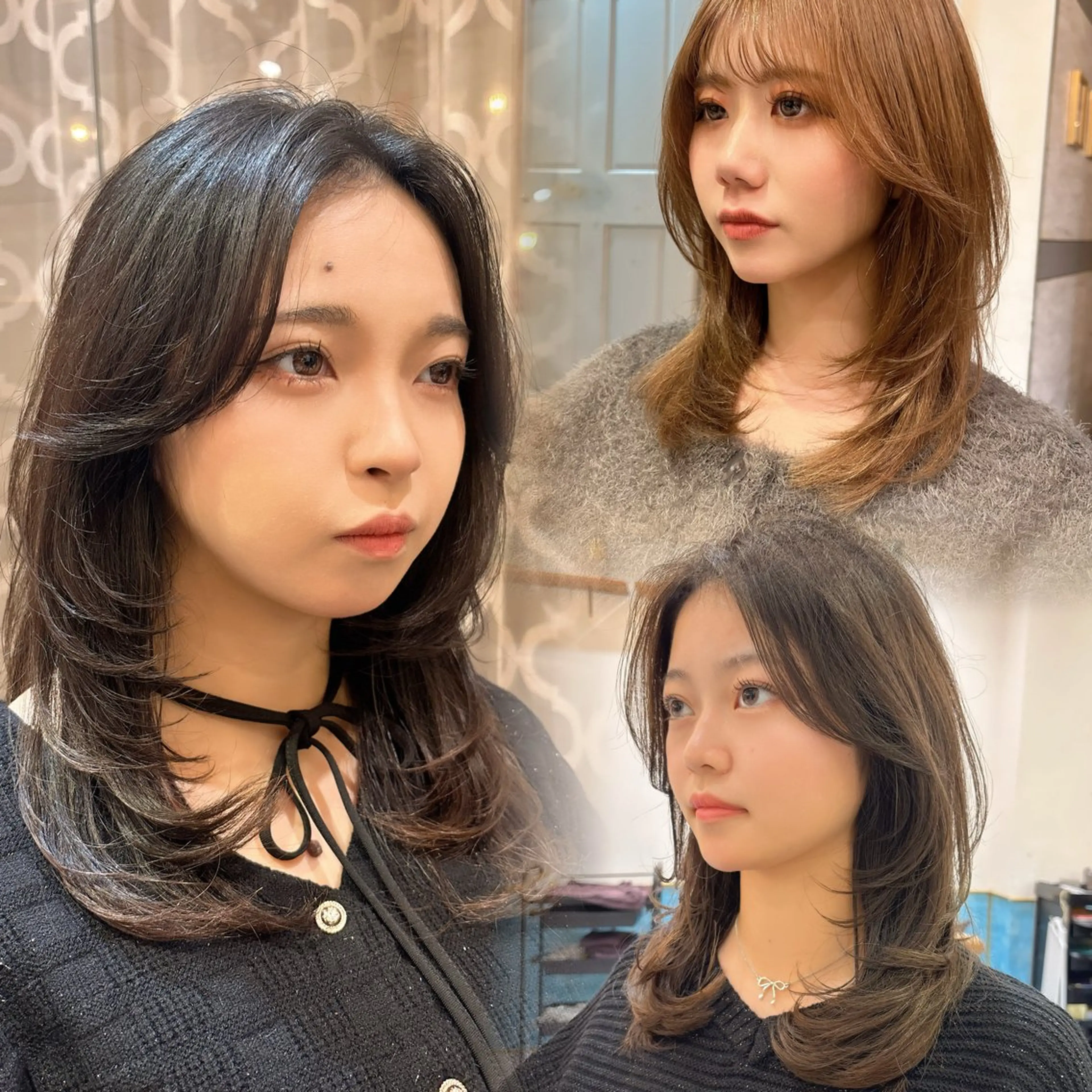 ミディアム カット ヘアカラー トリートメント ❤︎韓国レイヤー/透 明感カラー/目黒のヘアスタイル