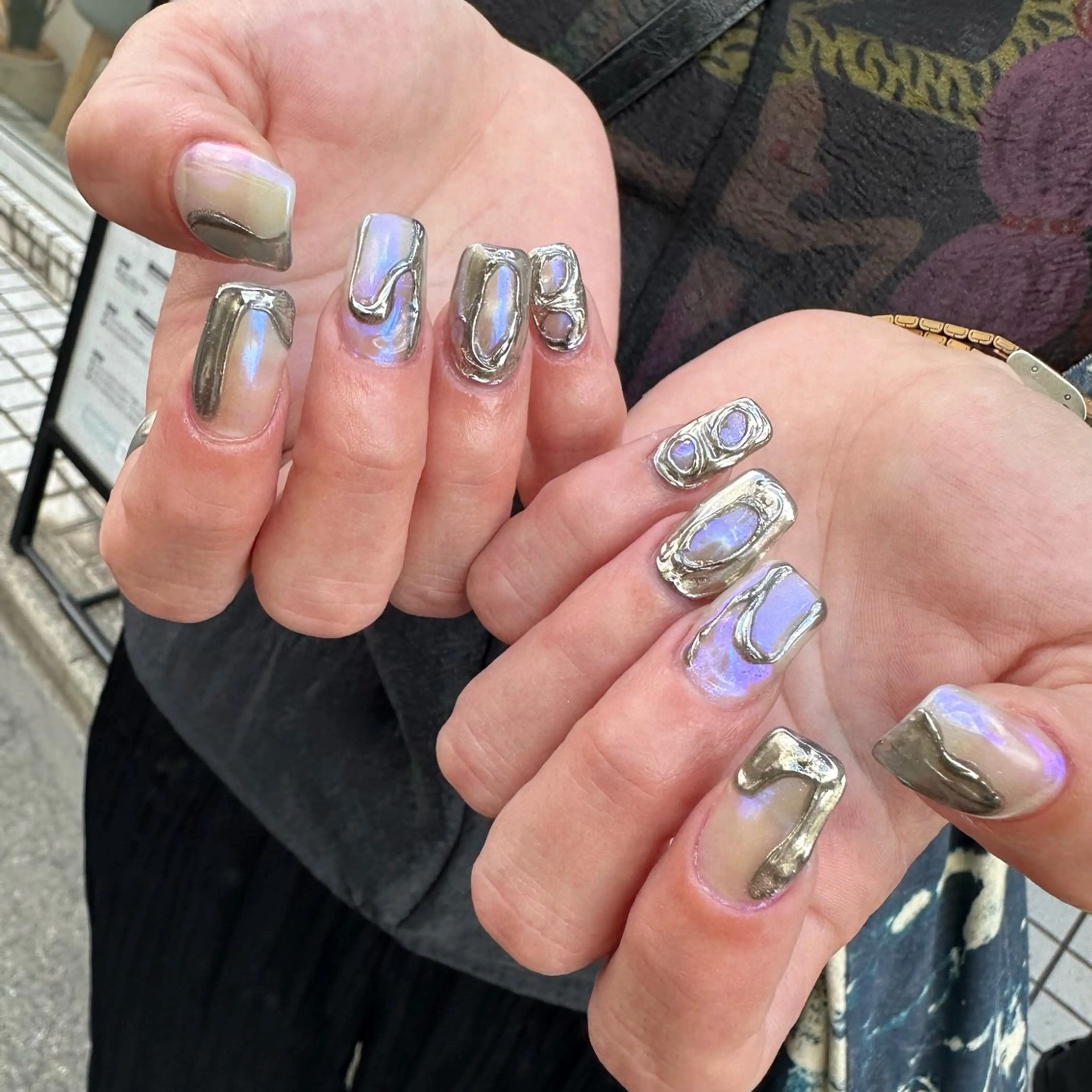 ネイル ジェルネイル 氷ネイル・うるうるネイル 韓国ネイル ラメ(グリッター) ミラーネイル ニュアンスネイル 💅🏻yuuiのネイルデザイン