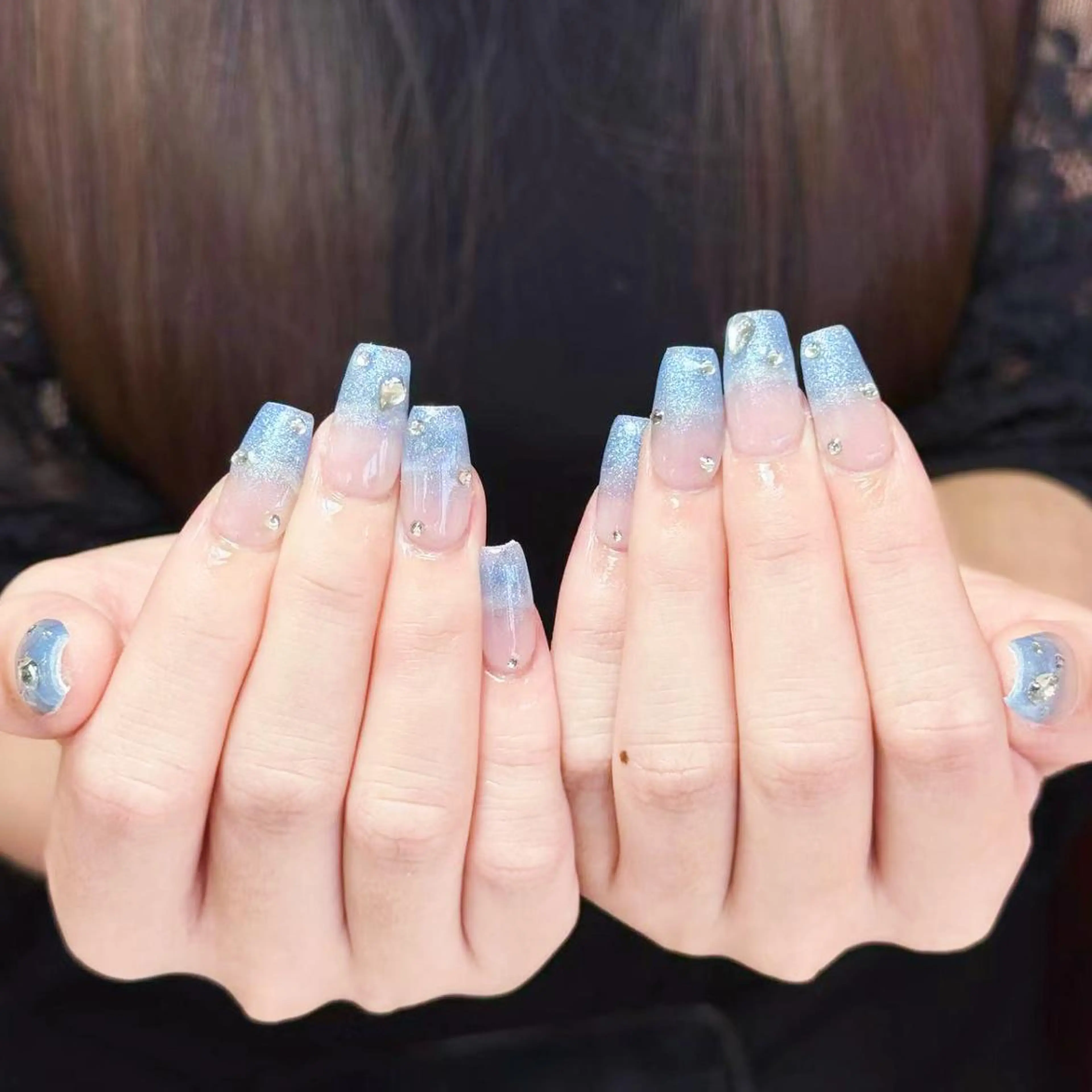 ネイル アートネイル オーロラネイル ガーリー キラキラネイル 韓国ネイル ハンドネイル diamond ♥のネイルデザイン
