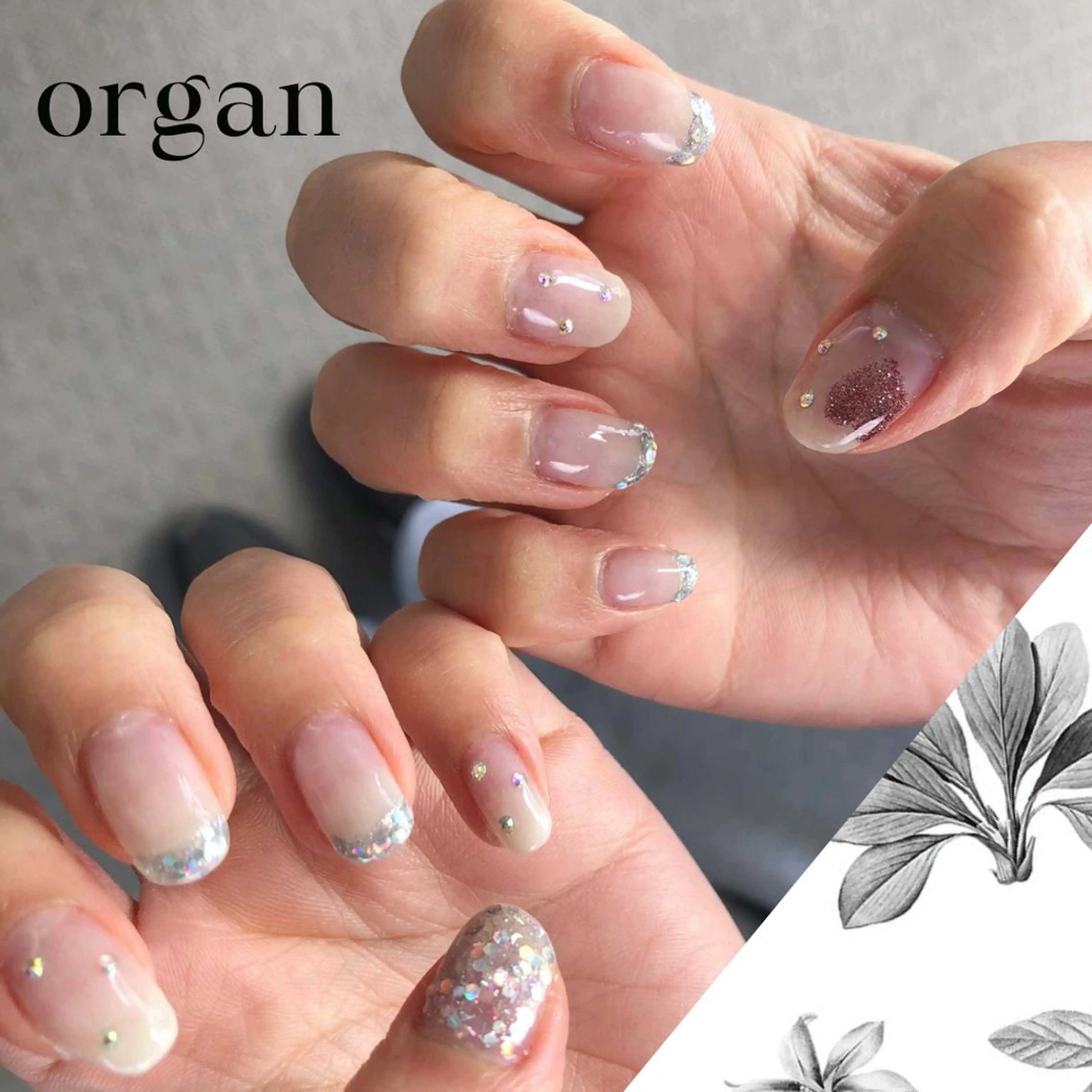 ネイル フレンチネイル ガラスフレンチ 持ち込み 【ＯＲＧＡＮ】 nailのネイルデザイン