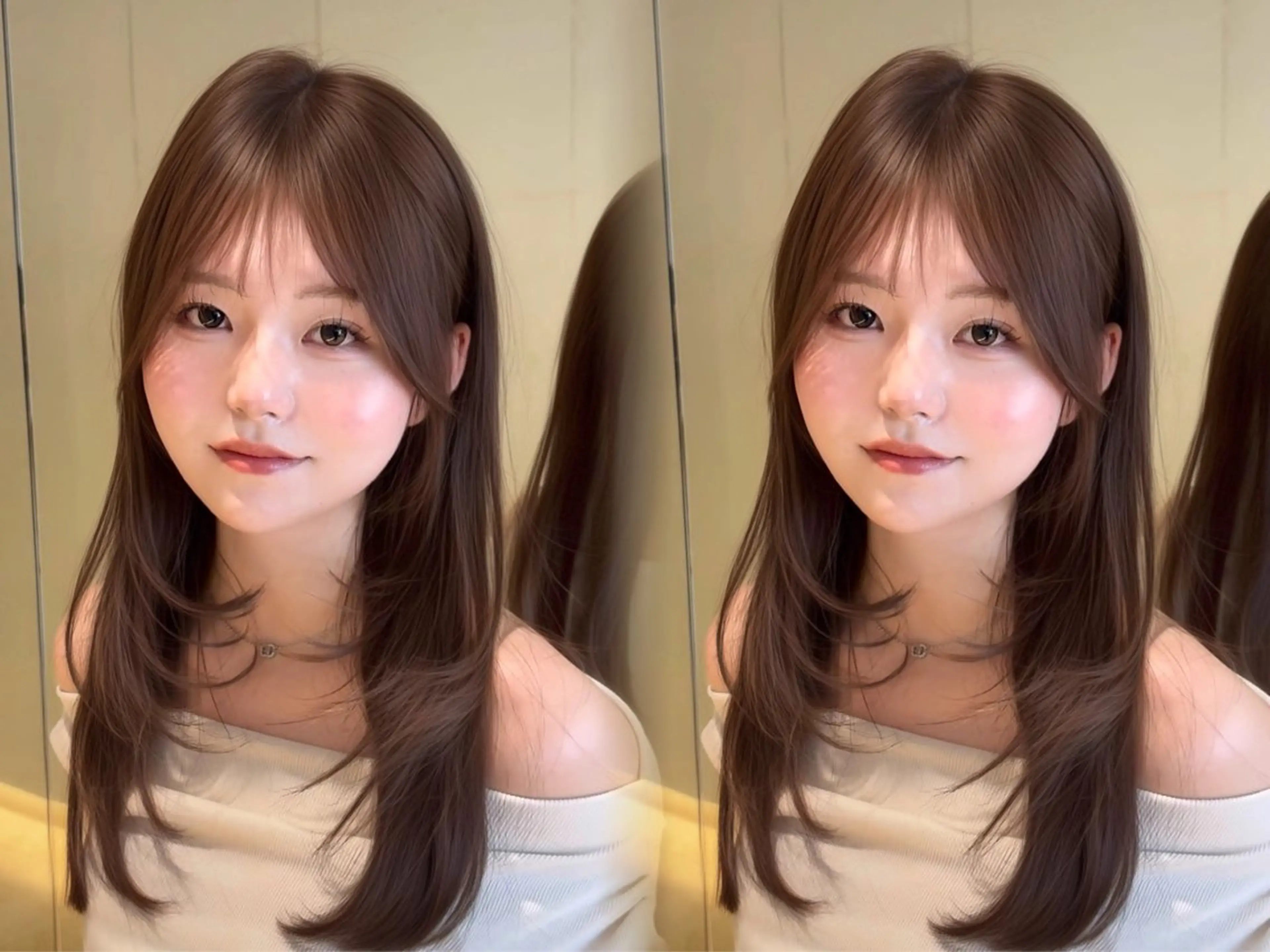 セミロング カット ヘアカラー トリートメント 韓国🇰🇷レイヤー 透明感/秀瑛🩶のヘアスタイル