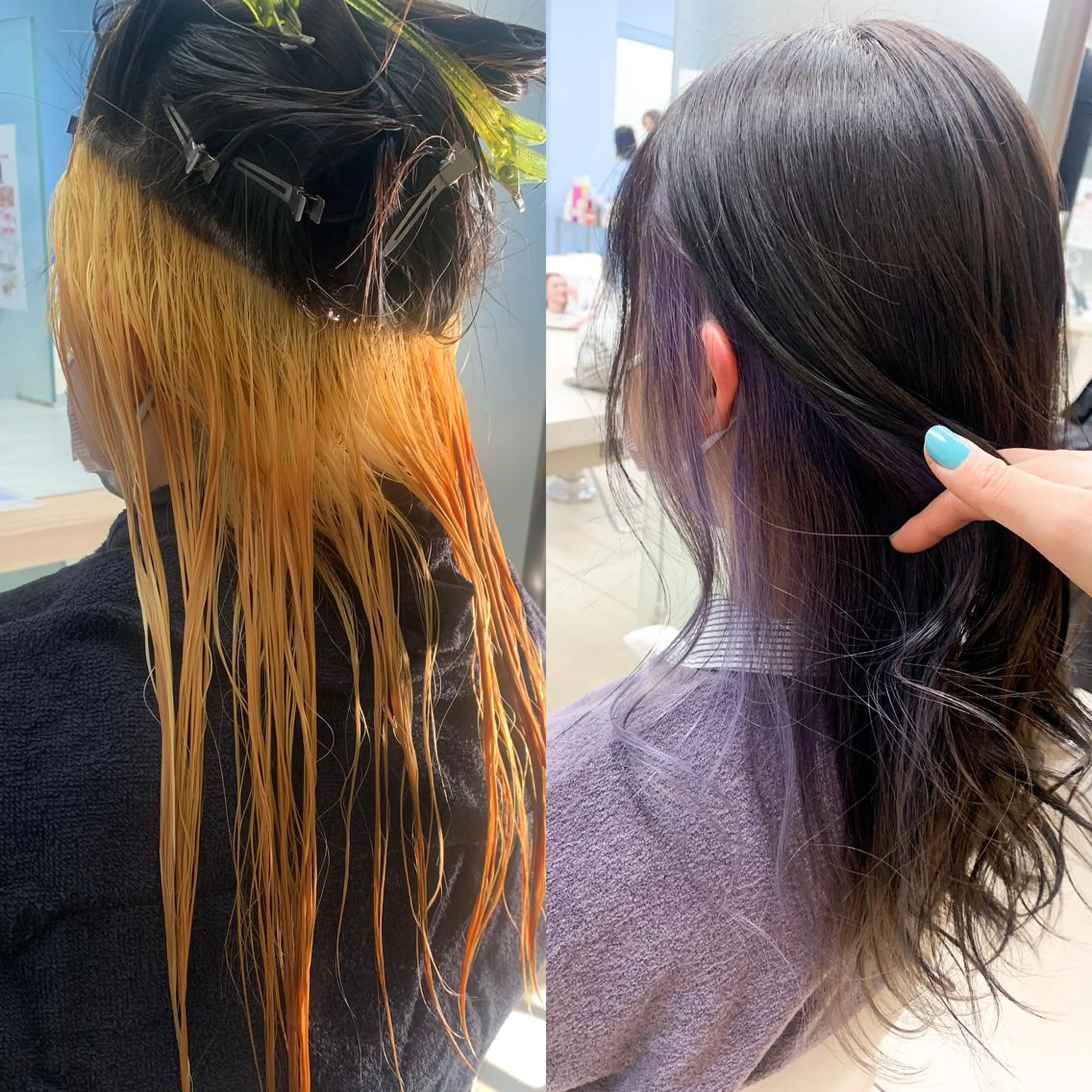 セミロング カラー ブリーチ インナーカラー ラベンダーカラー パープルカラー ヘアカラー ✨ブリーチカラー特化 🦄✨当日予約⭕️✨のヘアスタイル