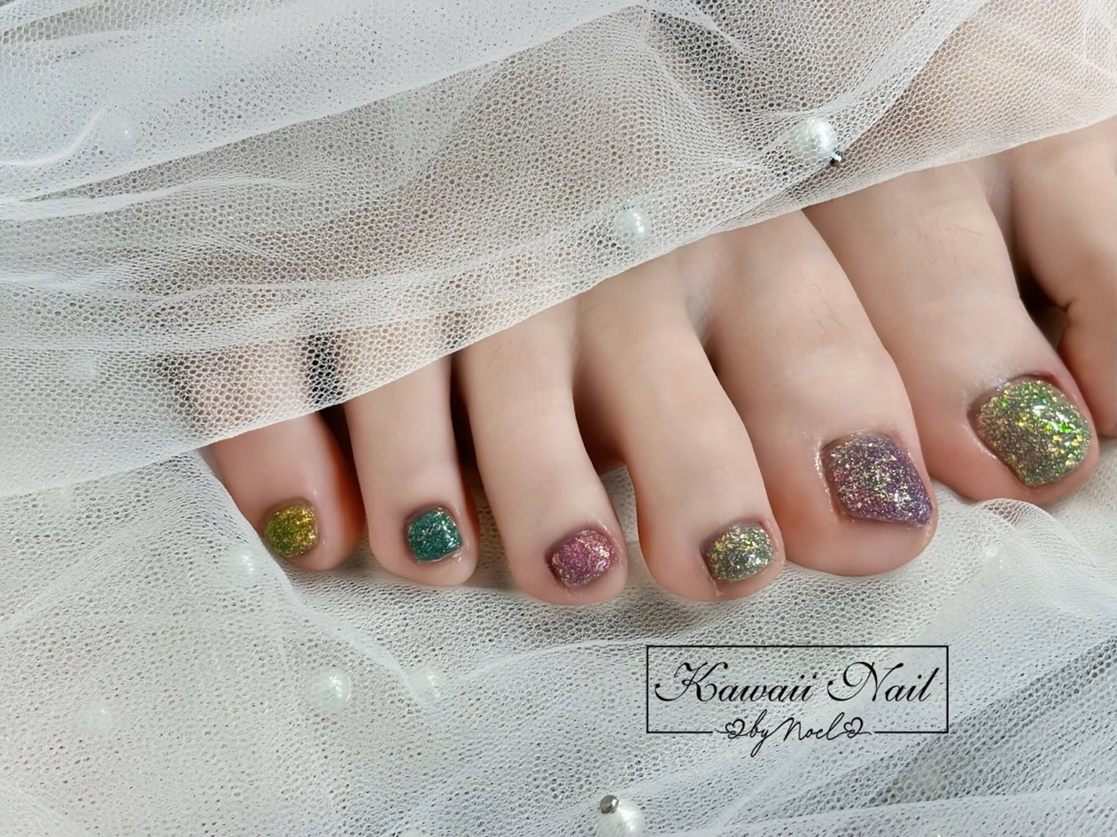 ネイル アートネイル 長さ出し フットネイル フレンチネイル ジェルネイル フットネイル Kawaii Nail Salon所属・Kawaii-jp Tomisatoのネイルデザイン