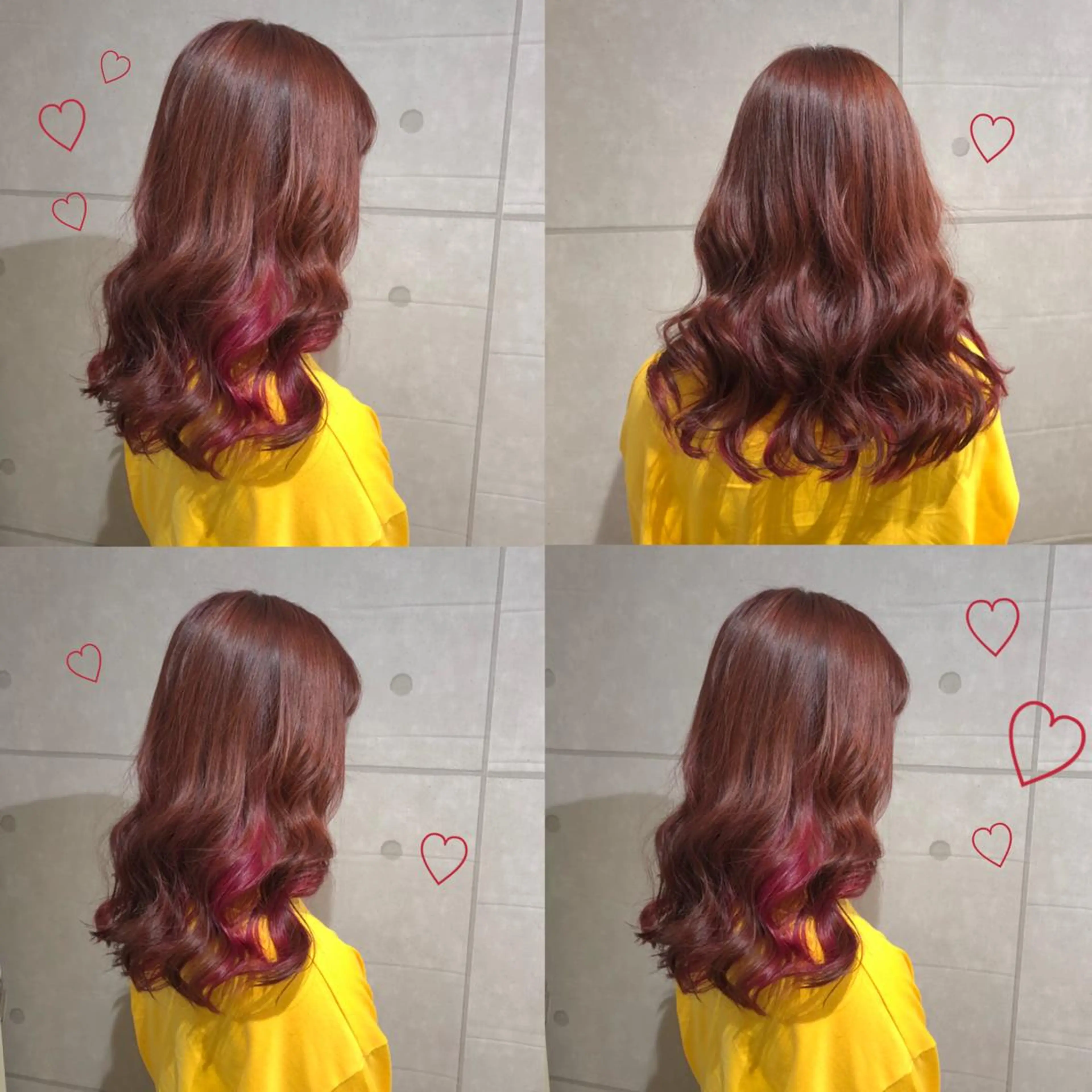 セミロング カラー ブリーチ ケアブリーチ ピンクカラー レッドカラー ヘアカラー 韓国ヘア得意❤︎森澤 悠佳のヘアスタイル