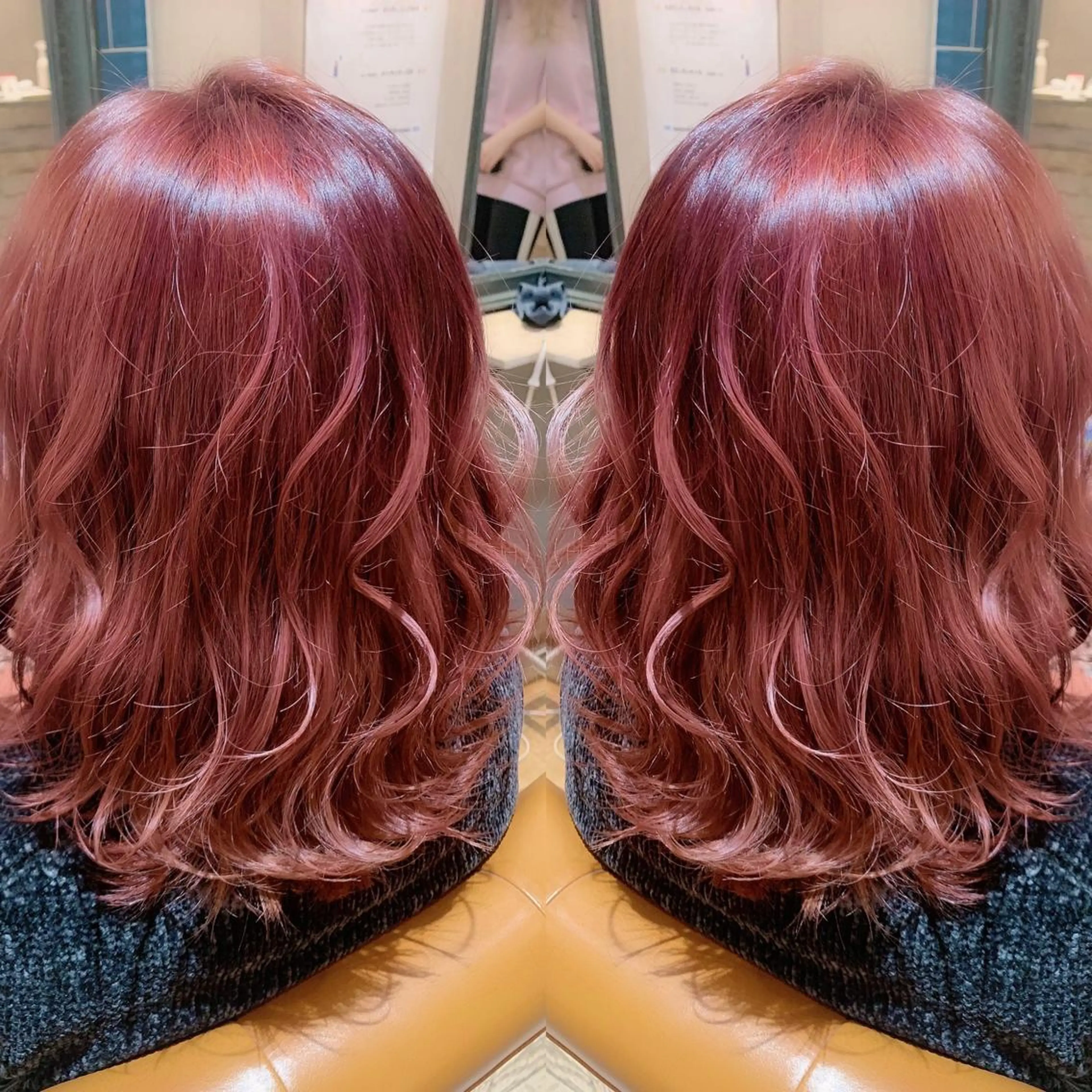 セミロング カラー ピンクカラー バイオレットカラー 韓国🇰🇷 ✂︎hair 内田愛のヘアスタイル