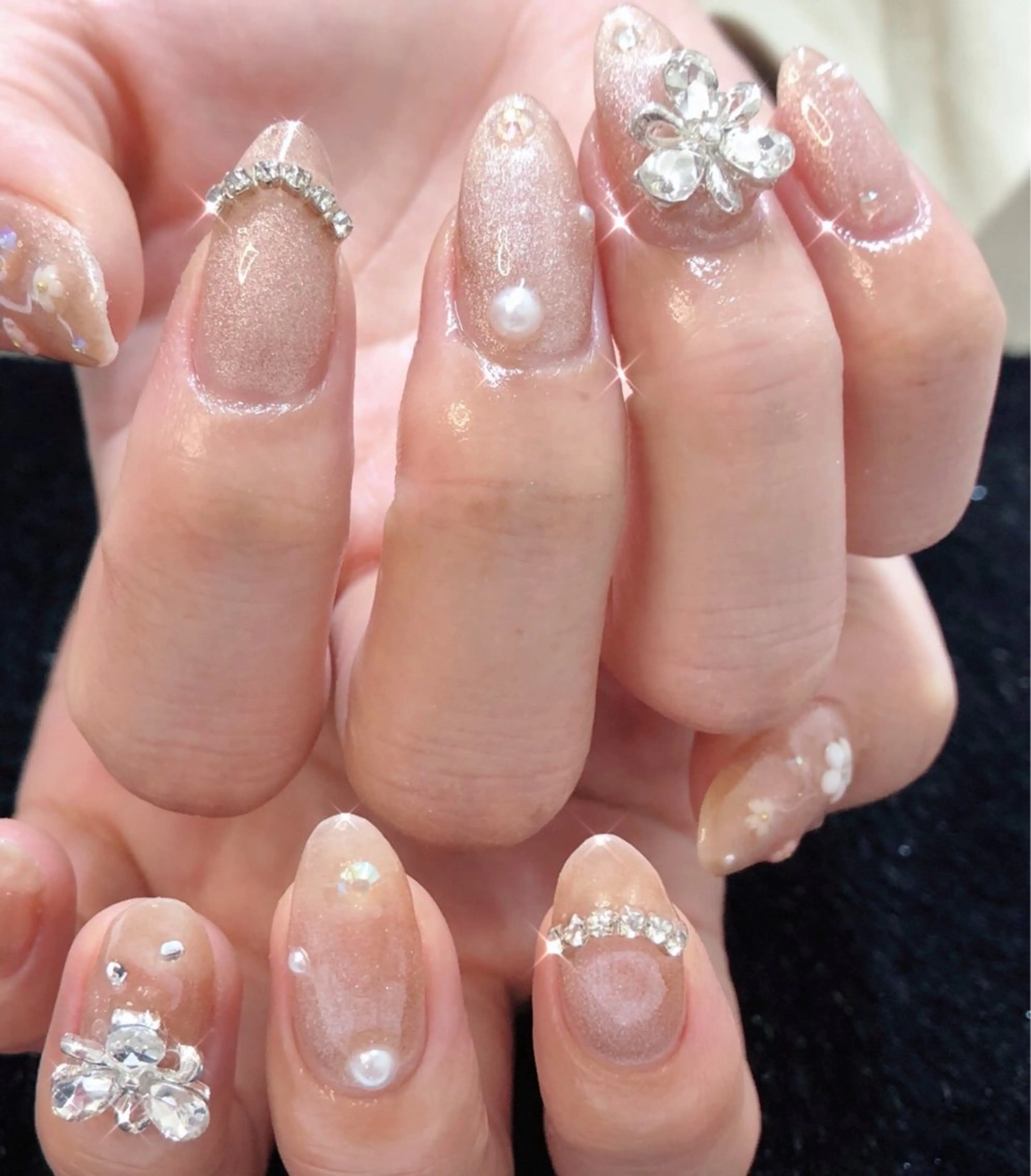 ネイル フレンチネイル ジェルネイル ガラスフレンチ グラデーション 韓国ネイル 大門浜松町 ネイルのネイルデザイン