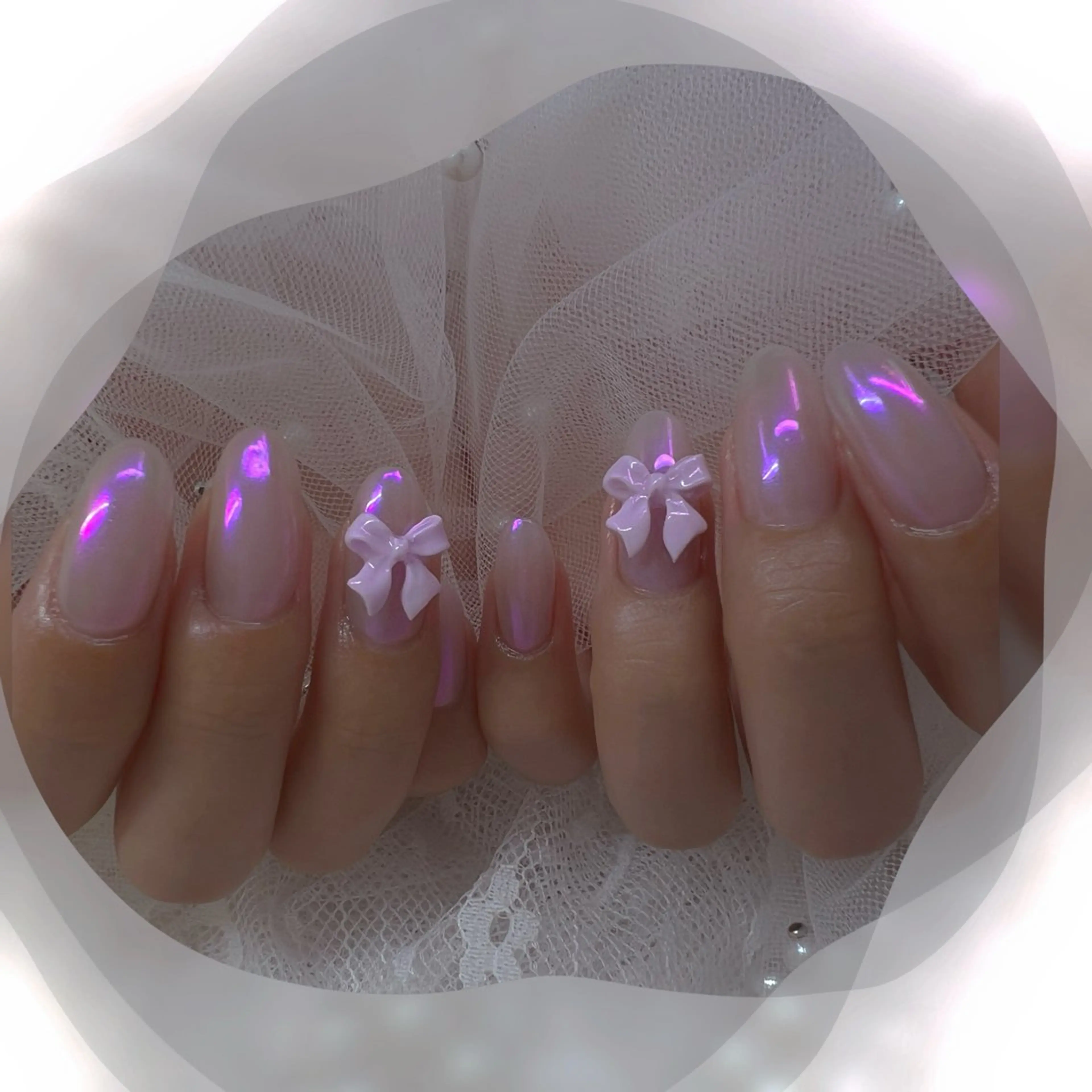 ネイル チークネイル フレンチネイル ガーリー ガラスフレンチ グラデーション ハンドネイル Chill Nailsalonのネイルデザイン