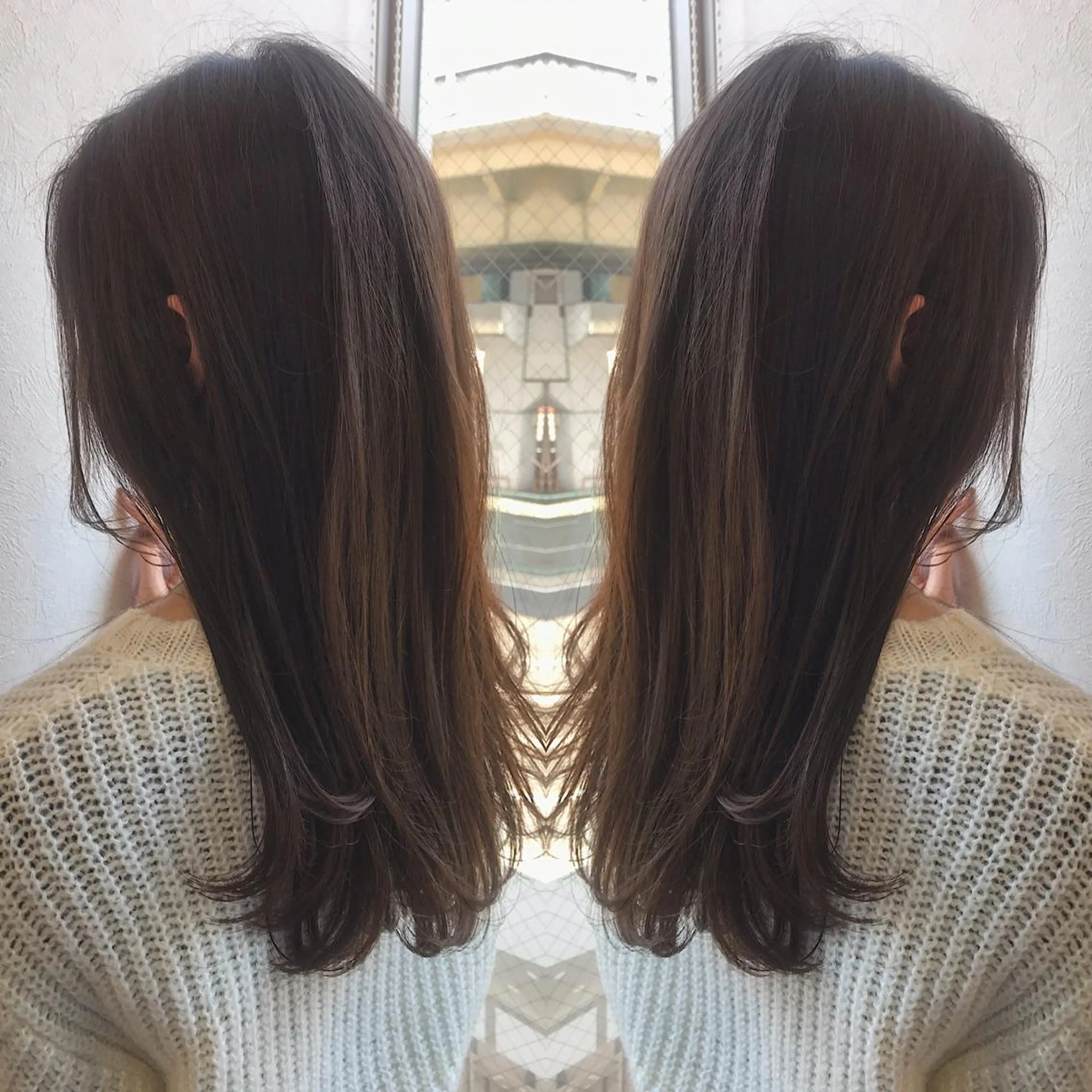 セミロング カラー アッシュ カット ヘアカラー 柴田 祐輔のヘアスタイル